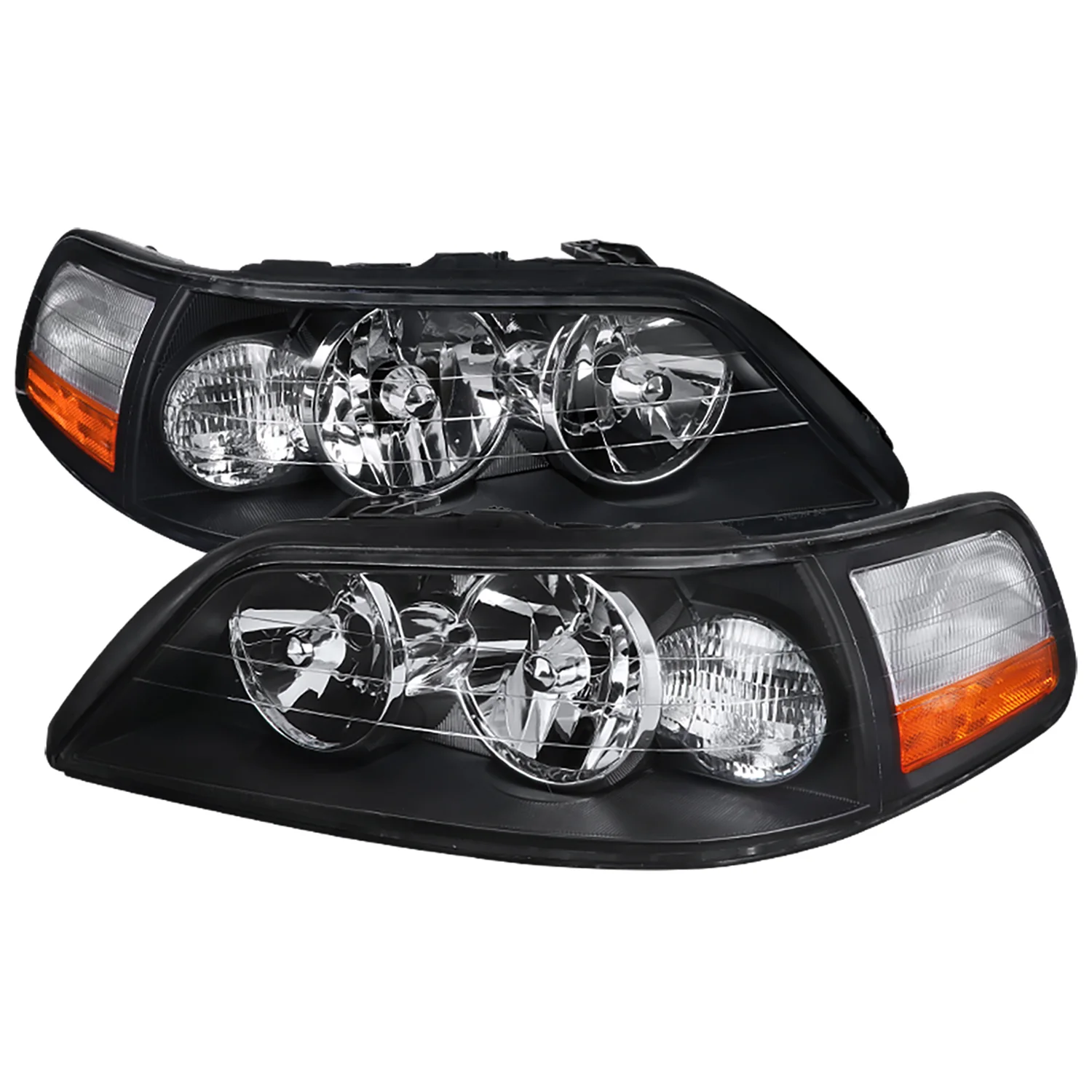 2005-2011 Lincoln Town Car Factory Style Headlights Matte Black/Clear Lens
