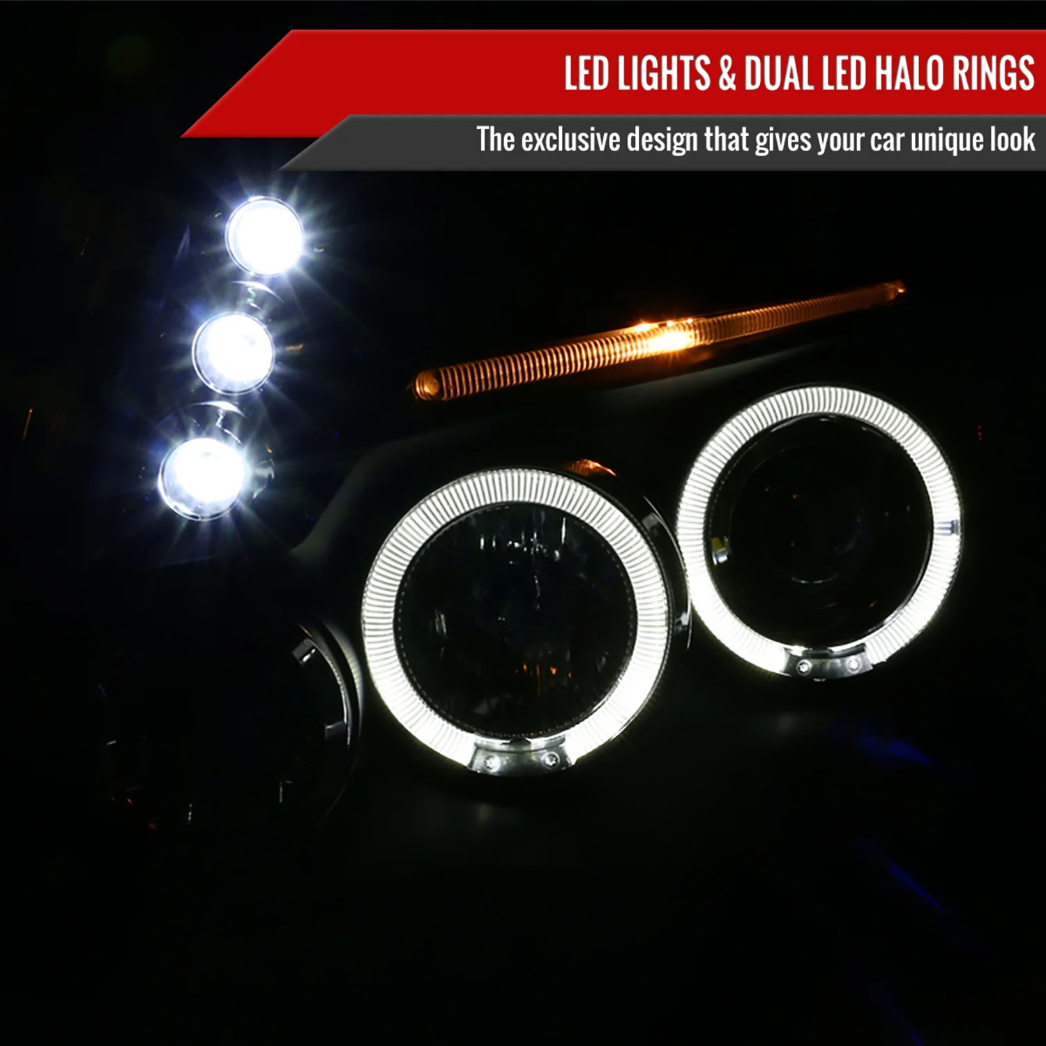 2005-2011 Toyota Tacoma Dual Halo Projector Headlights Matte Black/Clear Lens - Image 2