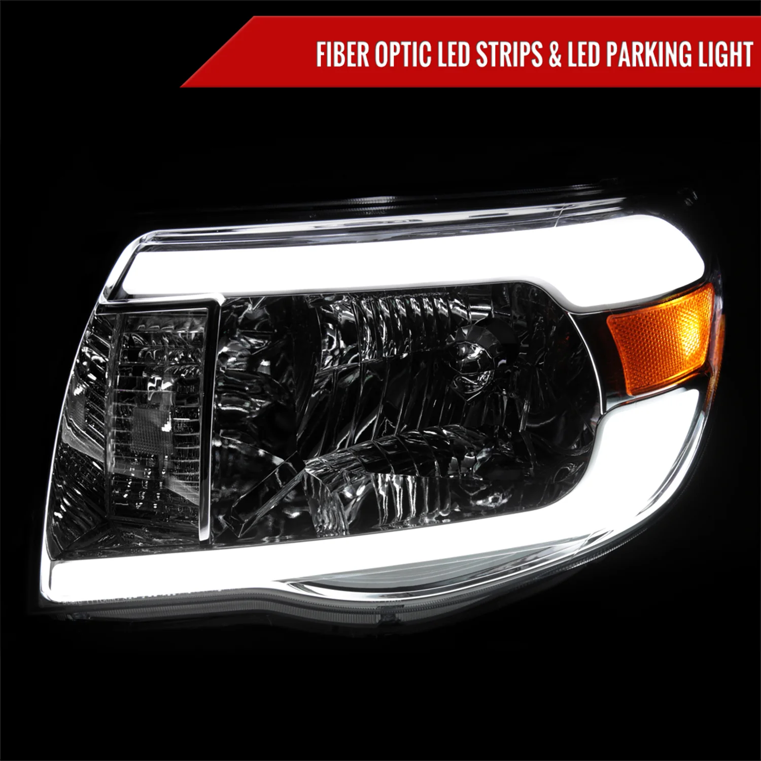 2005-2011 Toyota Tacoma LED Bar Factory Style Headlights Chrome/Clear Lens - Image 2