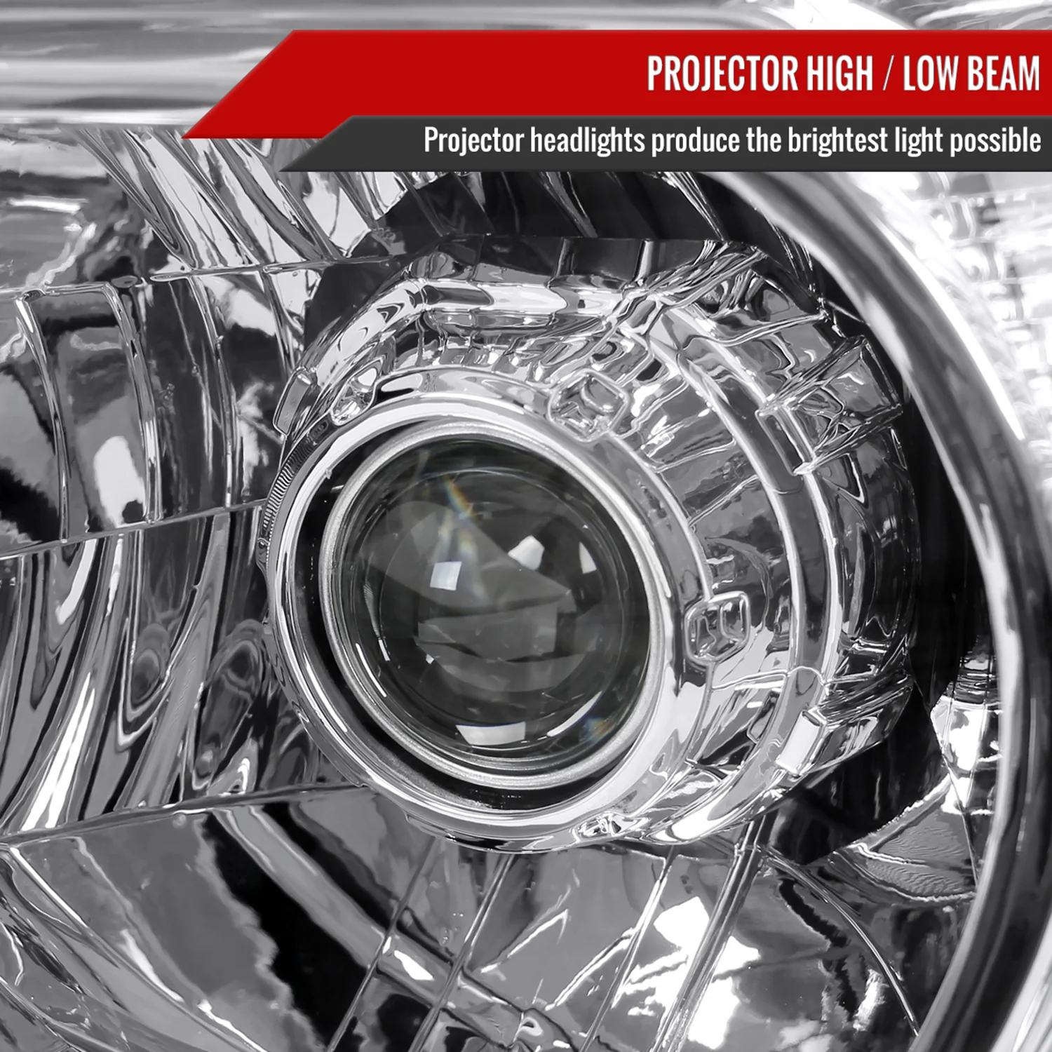 2005-2011 Toyota Tacoma Retro Style Projector Headlights Chrome/Clear Lens - Image 3