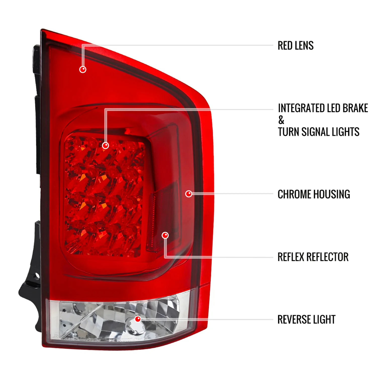 2005-2015 Nissan Armada LED Tail Lights Chrome Housing/Red Clear Lens - Image 8
