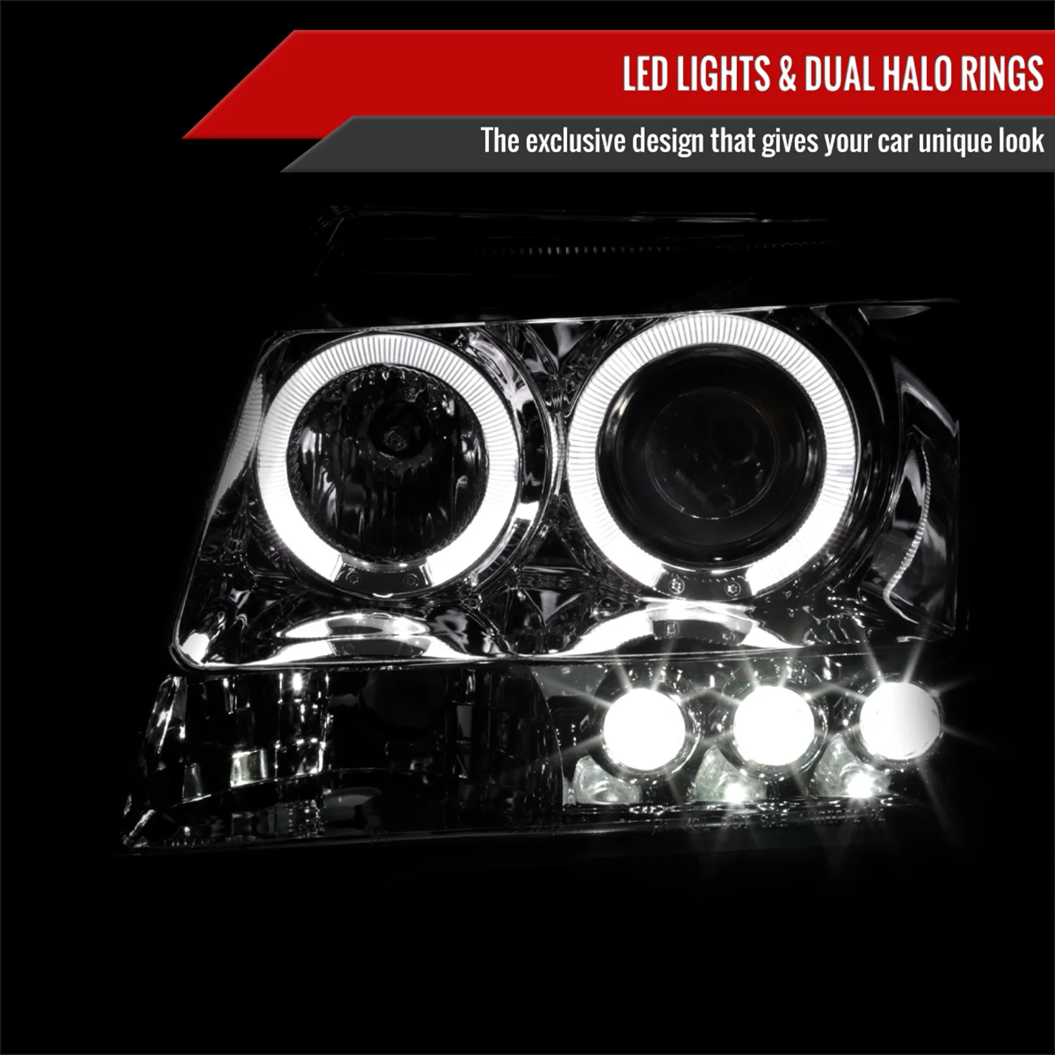 2005-2015 Nissan Xterra Dual Halo Projector Headlights Chrome/Clear Lens - Image 2