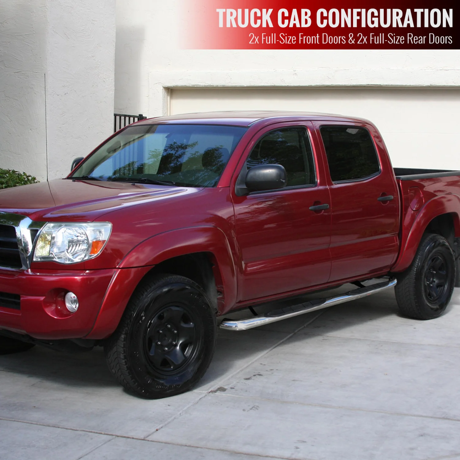 2005-2021 Toyota Tacoma Double Cab Chrome Stainless Steel Side Step Nerf Bars - Image 10