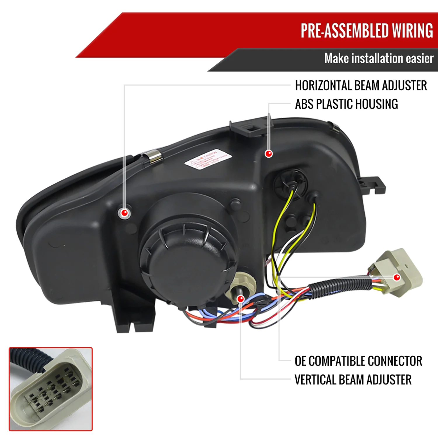 2006-2008 Audi A4 Projector Headlights R8 SMD LED Light Strip Matt Black/Clear - Image 7