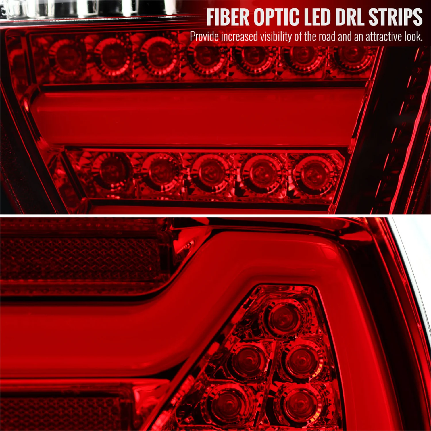 2006-2008 BMW E90 3 Series Sedan LED Tail Lights Chrome/Red Clear Lens - Image 3
