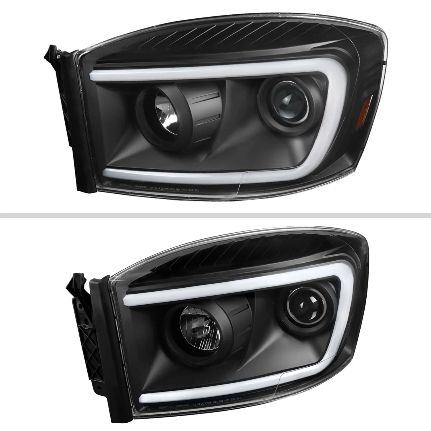 2006-2008 Dodge RAM 1500/ 06-2009 2500 3500 LED CBar Projector Headlights Black - Image 2