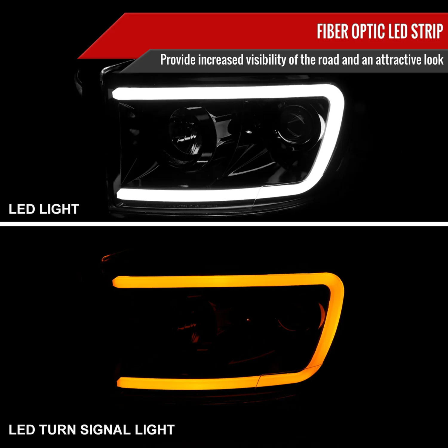 2006-2008 Dodge RAM 1500/ 06-2009 2500 3500 LED Projector Headlights Jet Black - Image 2