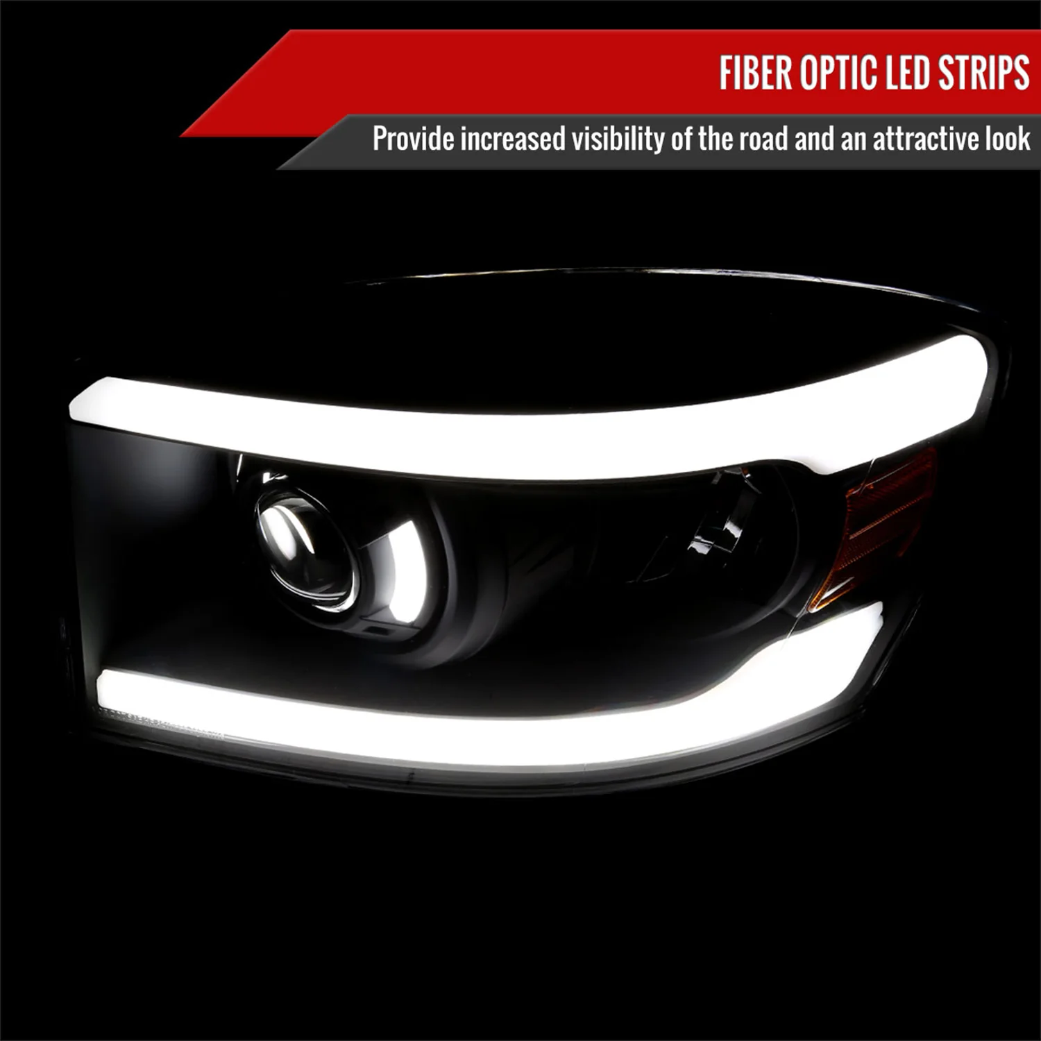 2006-2008 Dodge RAM 1500/ 06-2009 Dodge RAM 2500/3500 LED Tube Headlights Black - Image 2