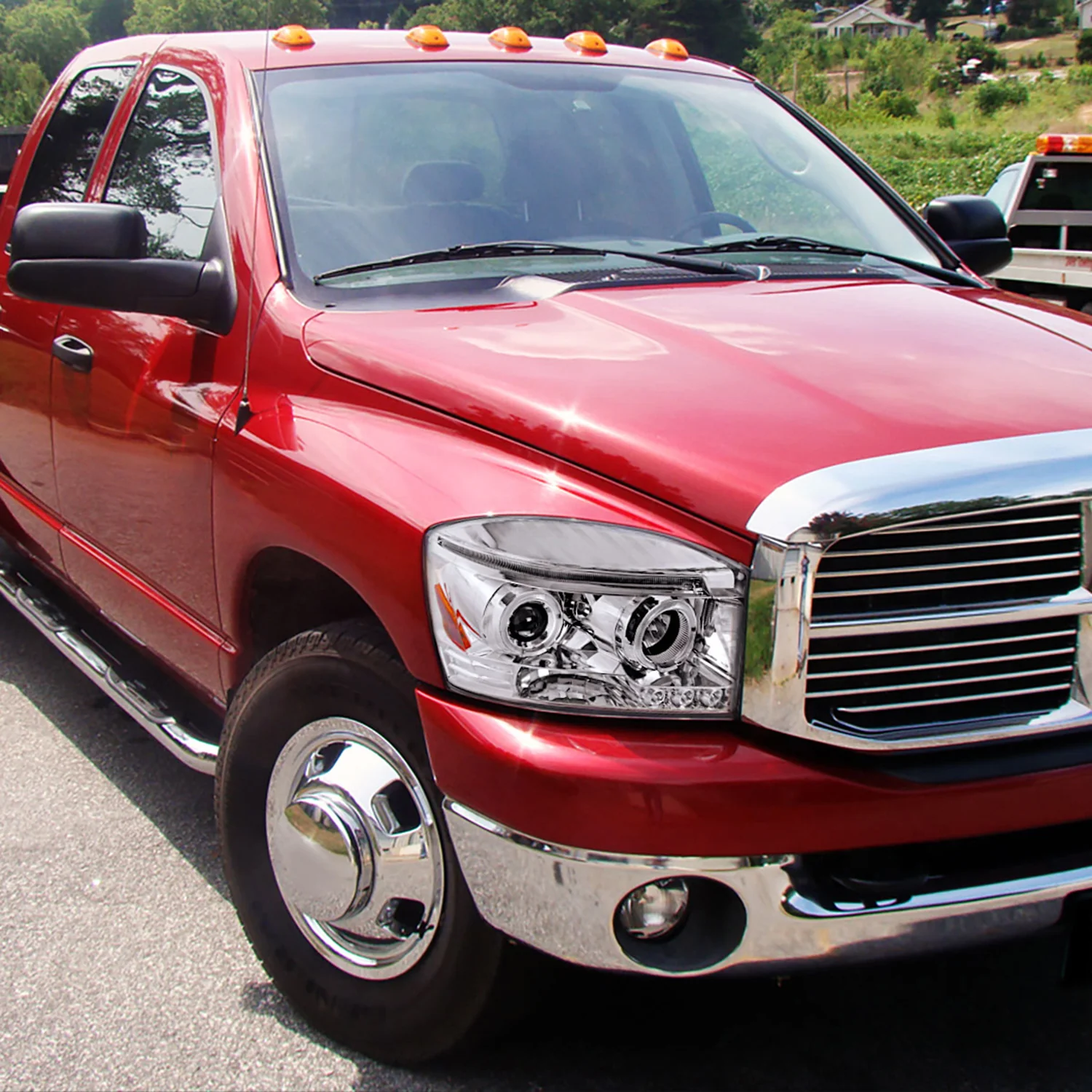 2006-2008 Dodge RAM 1500/ 06-2009 RAM 2500 3500 Dual Halo Headlights Chrome - Image 10