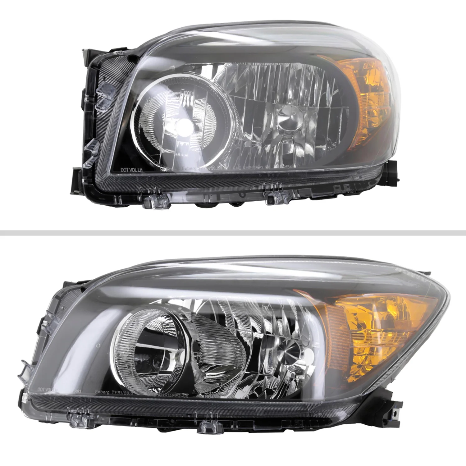 2006-2008 Toyota RAV4 Factory Style Headlights Matte Black/Clear Lens - Image 2