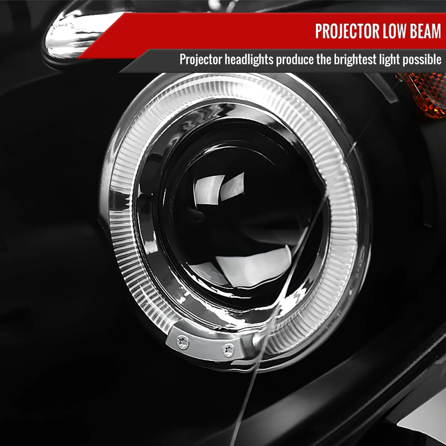2006-2008 Toyota Yaris Dual Halo Projector Headlights Matte Black/Clear Lens - Image 3