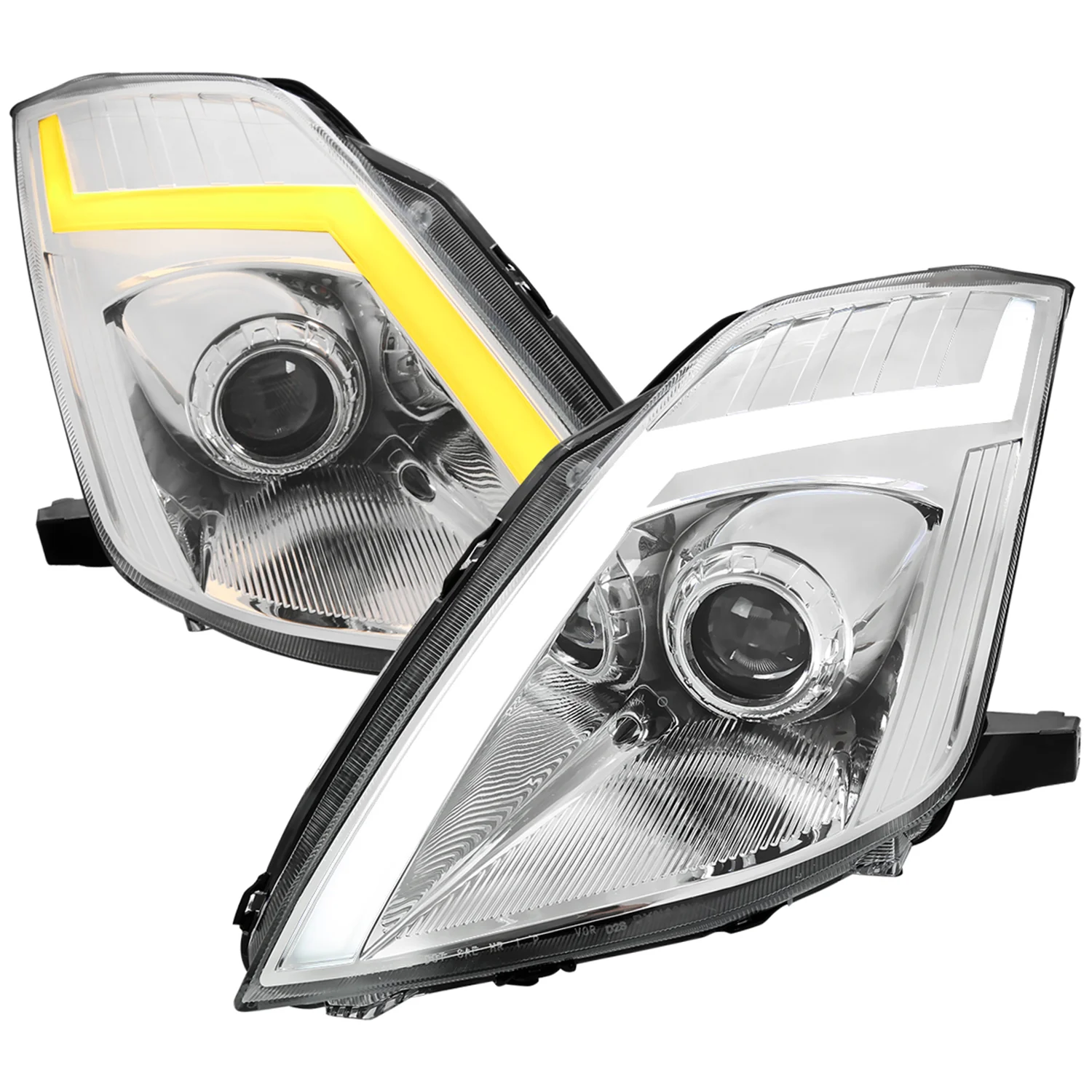 2006-2009 Nissan 350Z Turn Signal Animated LED Bar Projector Headlights Chrome