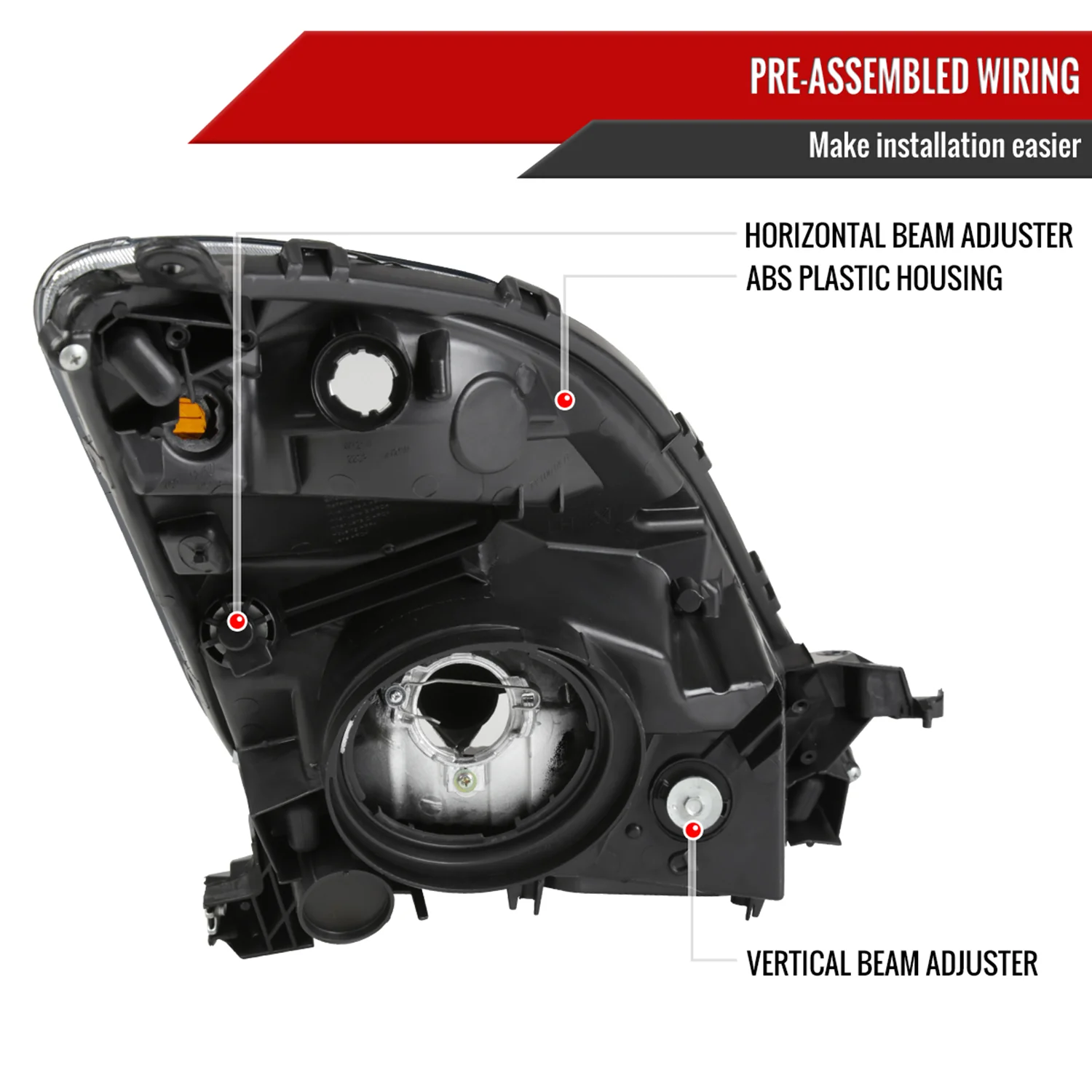 2006-2009 Toyota Prius Factory Headlights w/Amber Reflector Matt Black/Clear - Image 6