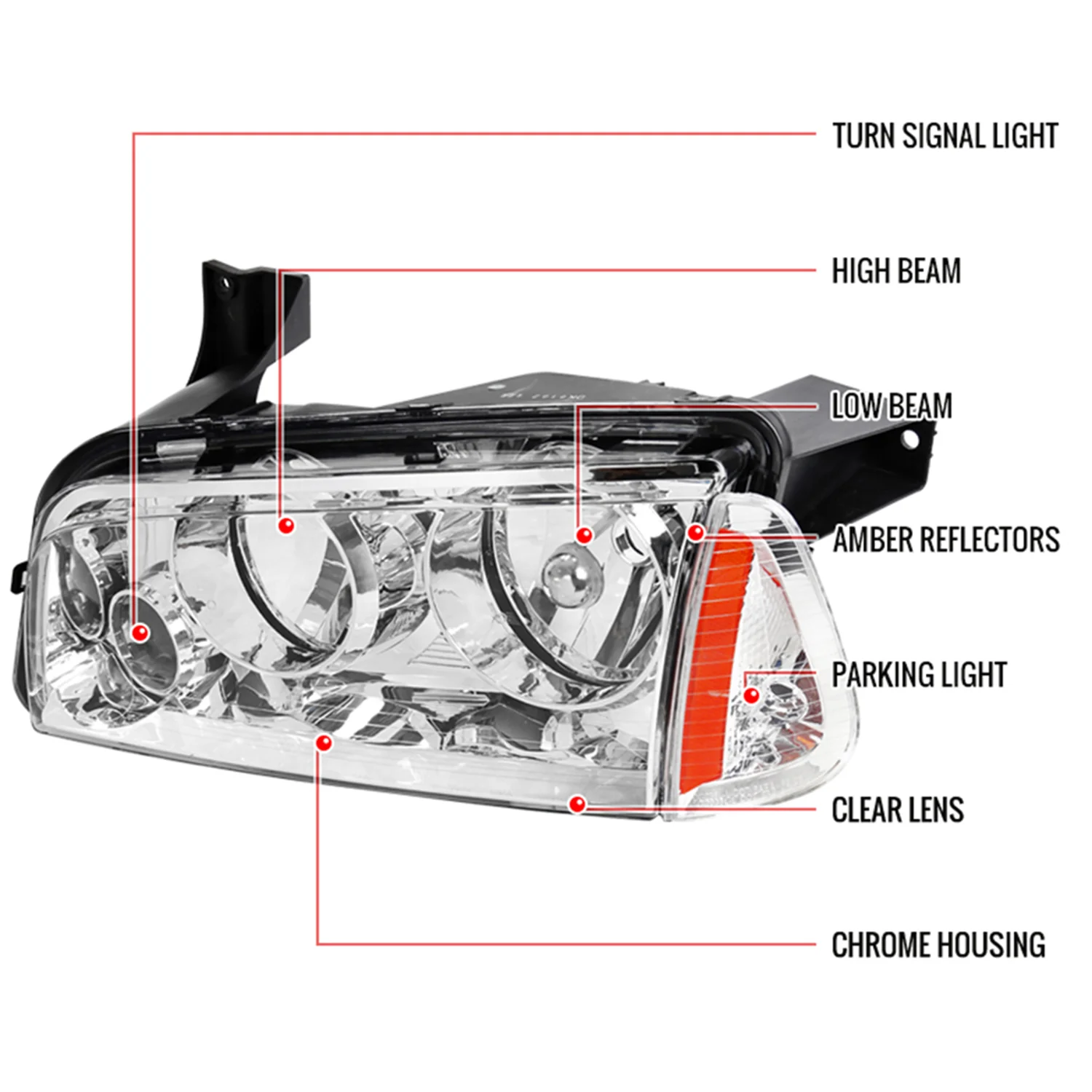 2006-2010 Dodge Charger Factory Style Headlights w/ Corner Lights Chrome/Clear - Image 5