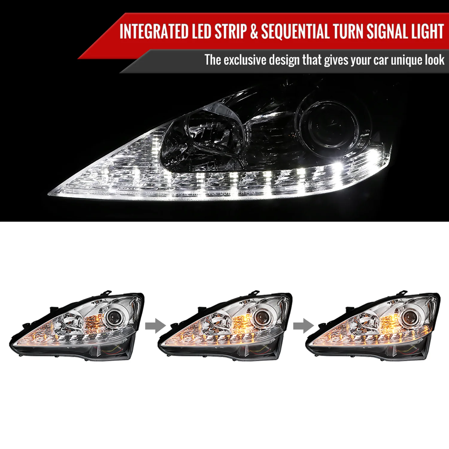 2006-2010 Lexus IS250/IS350 LED Light Headlights Signal Lights Chrome - Image 2