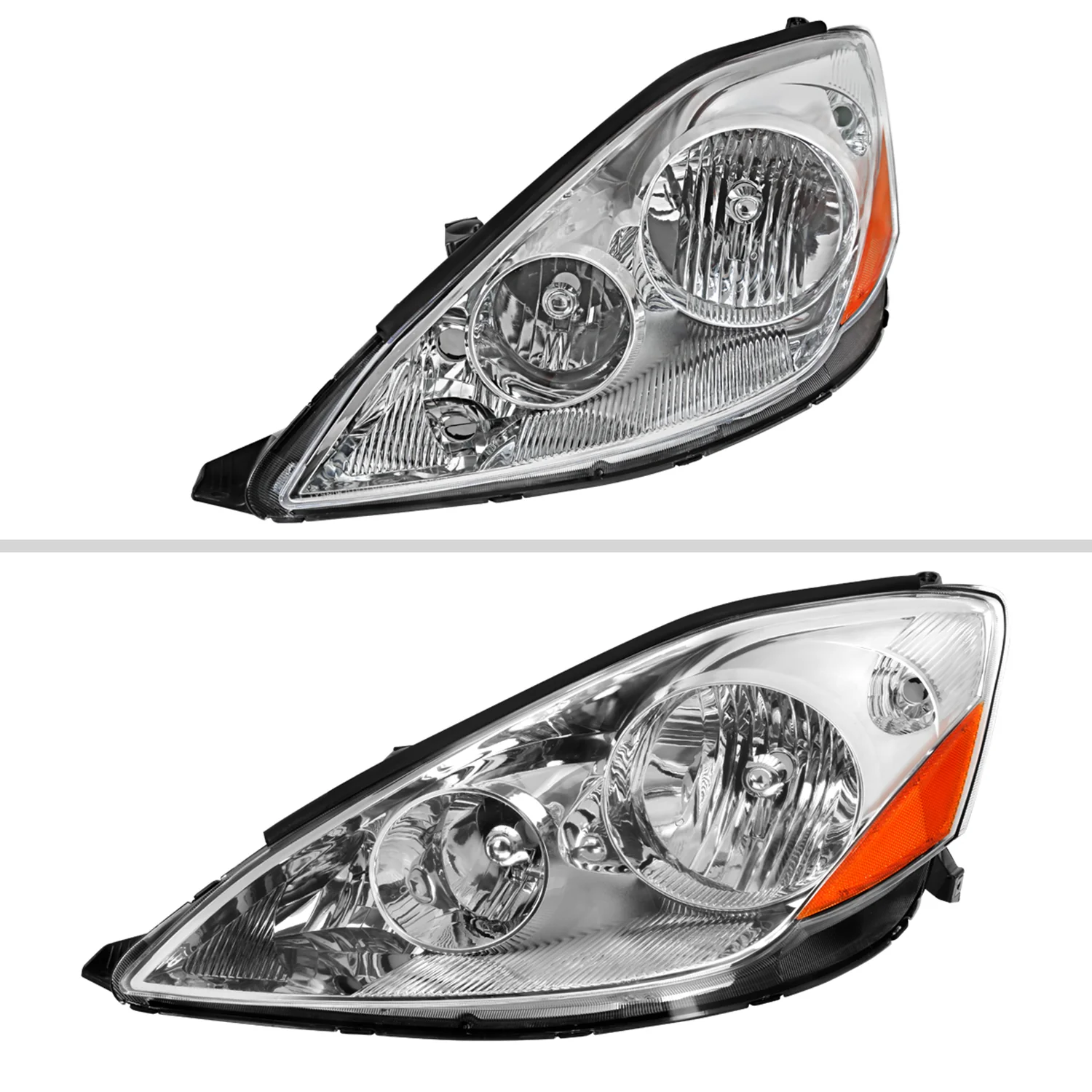 2006-2010 Toyota Sienna Factory Headlights w/Amber Reflector Chrome/Clear - Image 2