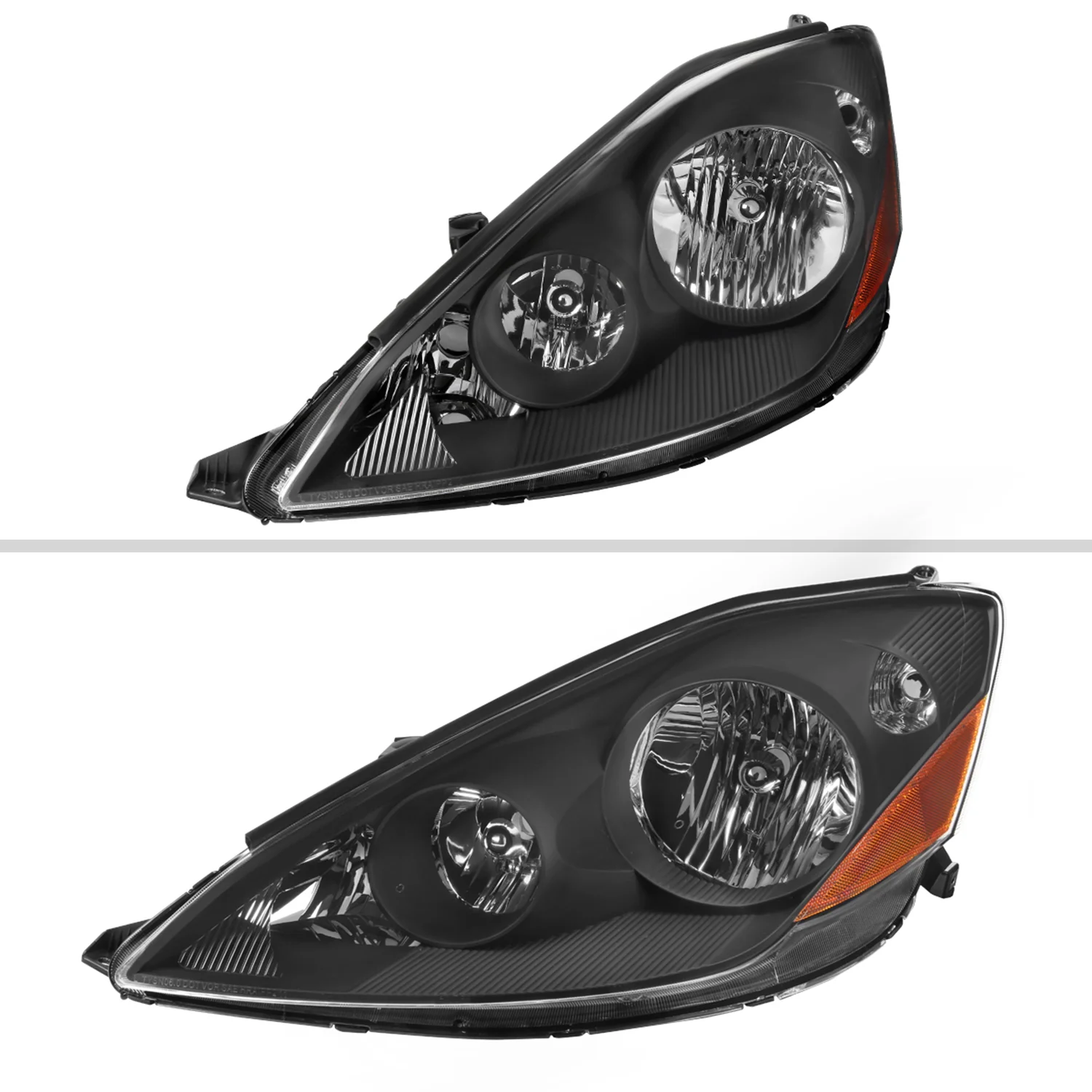 2006-2010 Toyota Sienna Factory Headlights w/Amber Reflector Matt Black/Clear - Image 2