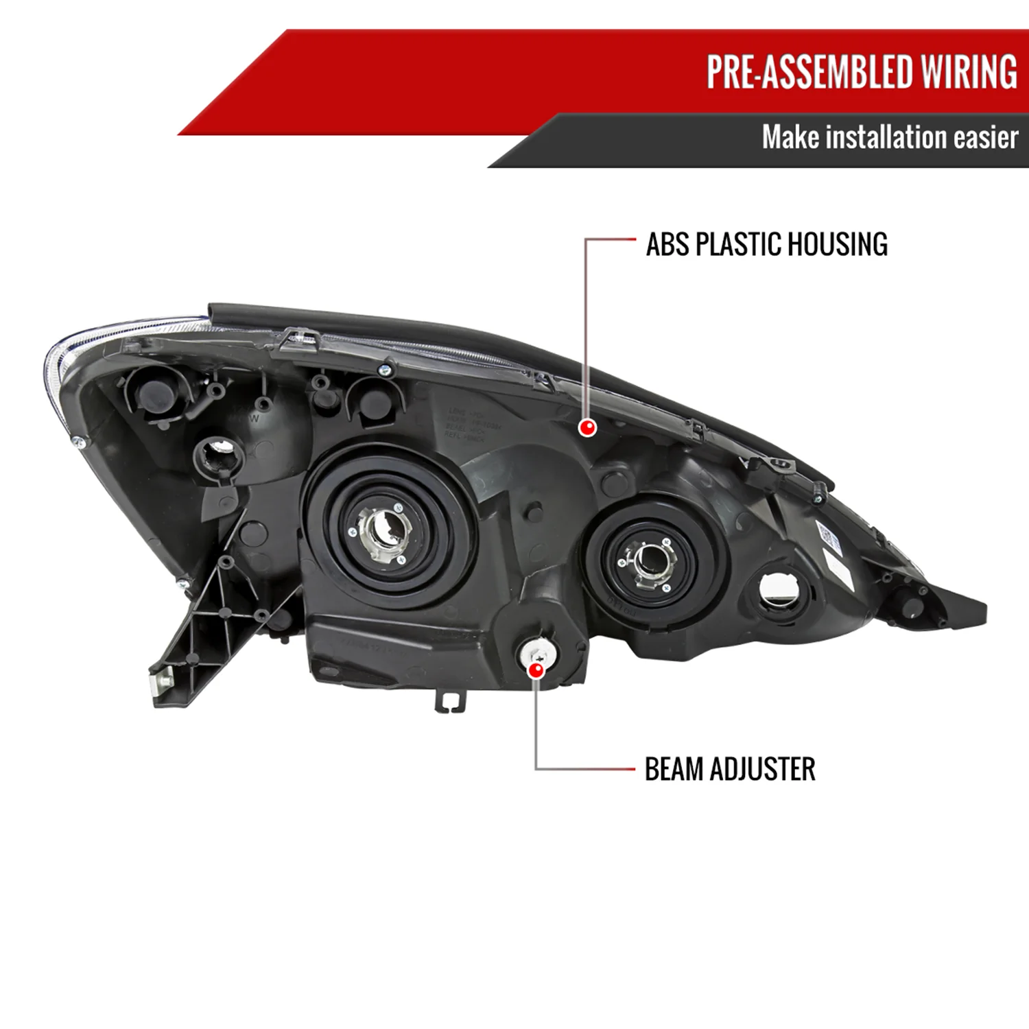 2006-2010 Toyota Sienna Factory Headlights w/Amber Reflector Matt Black/Clear - Image 7