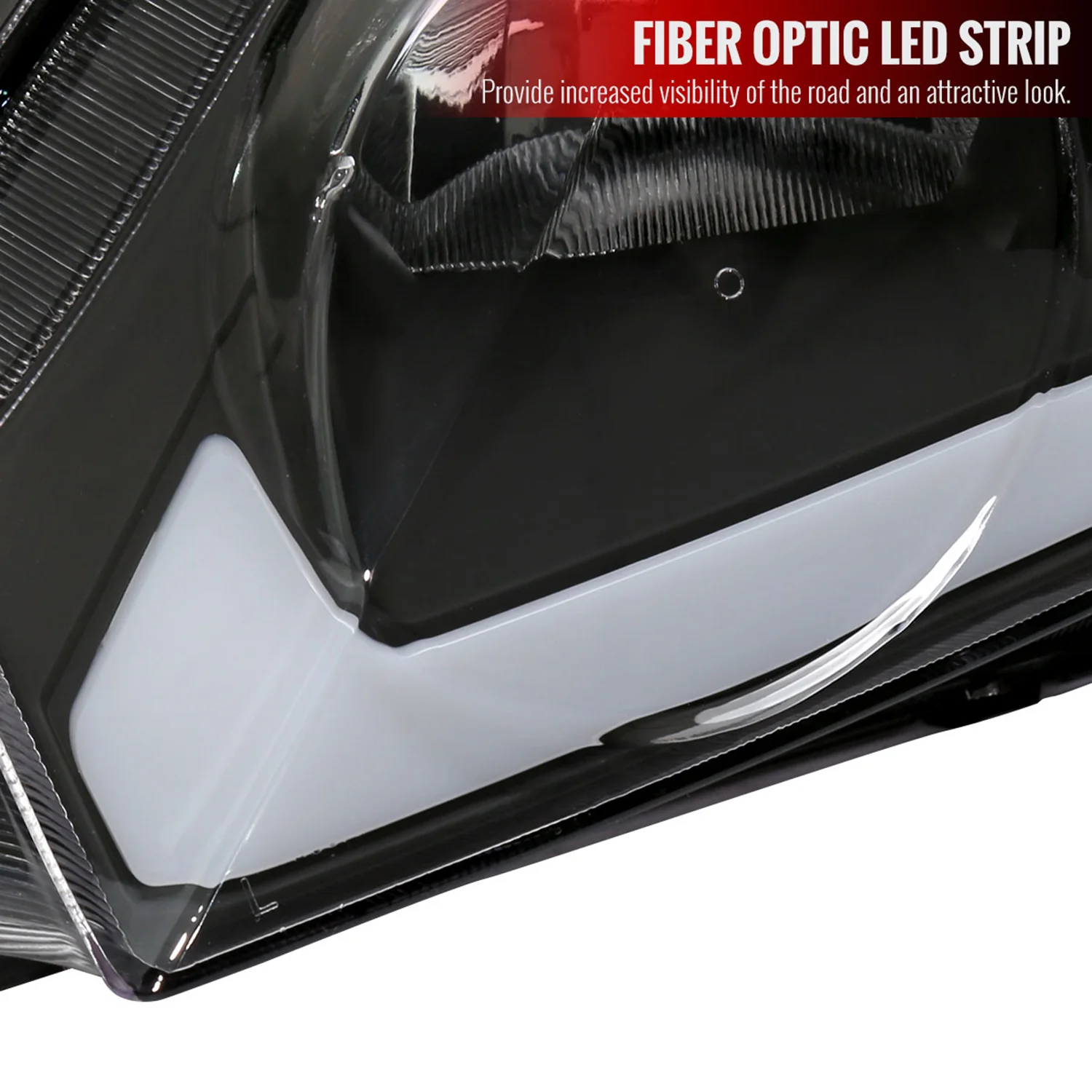 2006-2011 Honda Civic 4DR Sedan Factory Headlights LED Strip Matt Black/Clear - Image 5