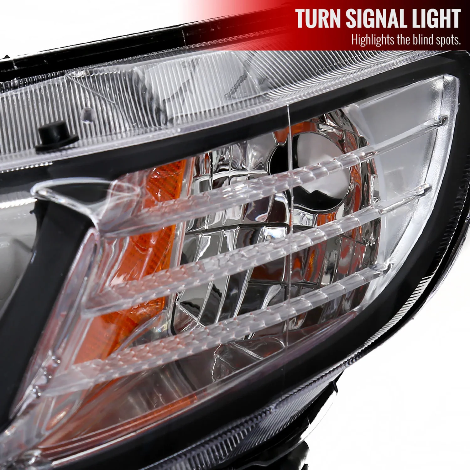 2006-2011 Honda Civic 4DR Sedan Factory Headlights LED Strip Matt Black/Clear - Image 6