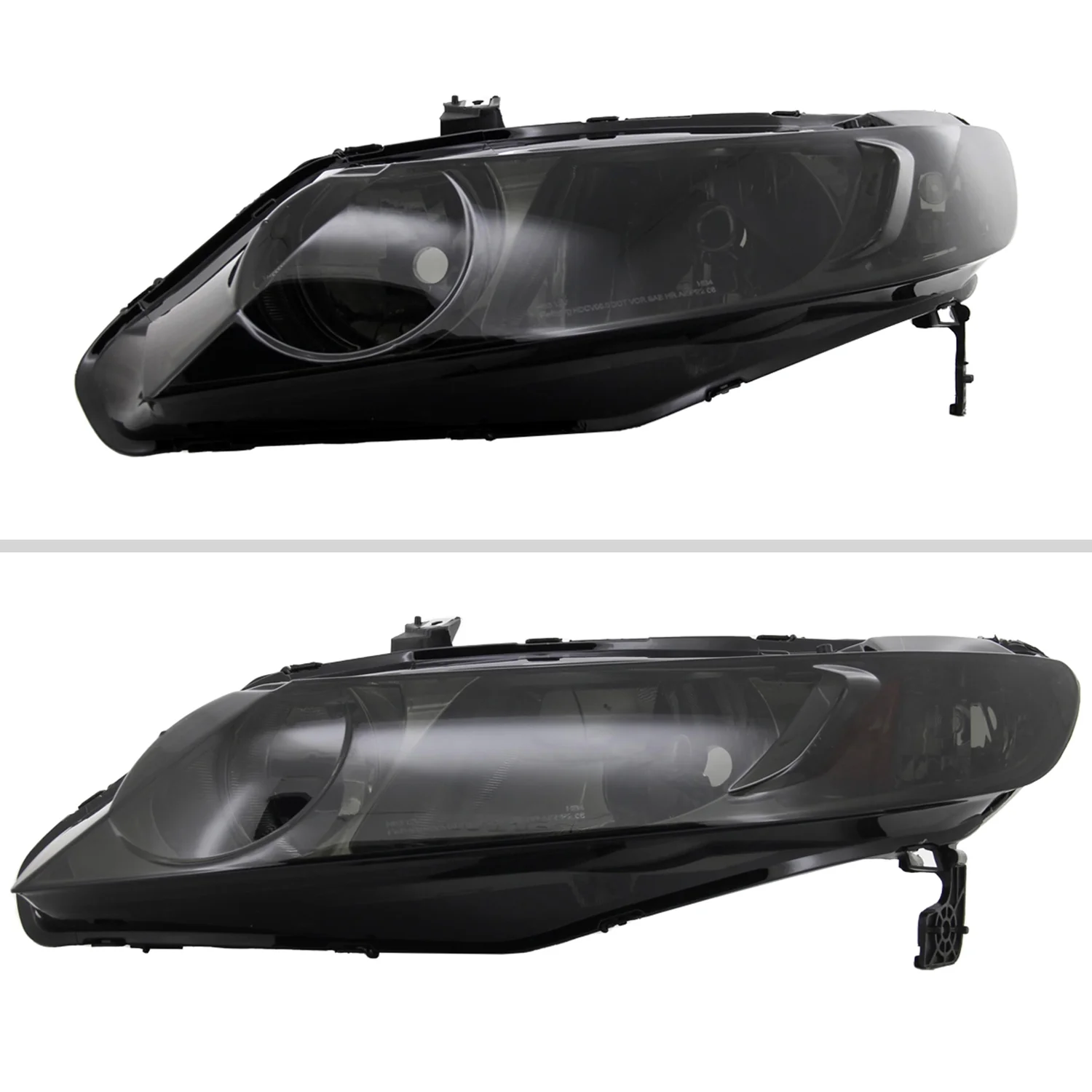 2006-2011 Honda Civic Sedan Crystal Headlights Chrome Housing/Smoke Lens - Image 2