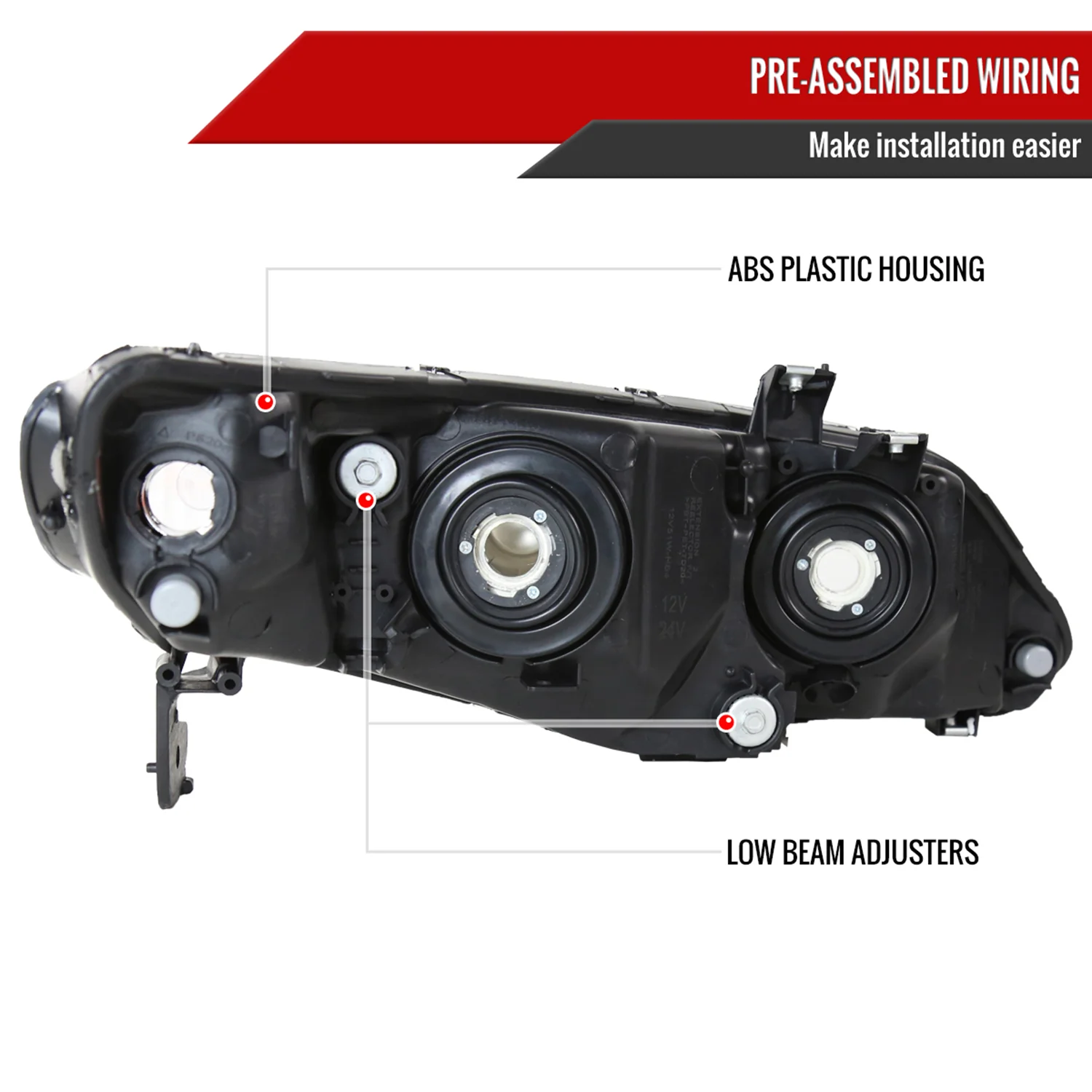 2006-2011 Honda Civic Sedan Crystal Headlights Chrome Housing/Smoke Lens - Image 7