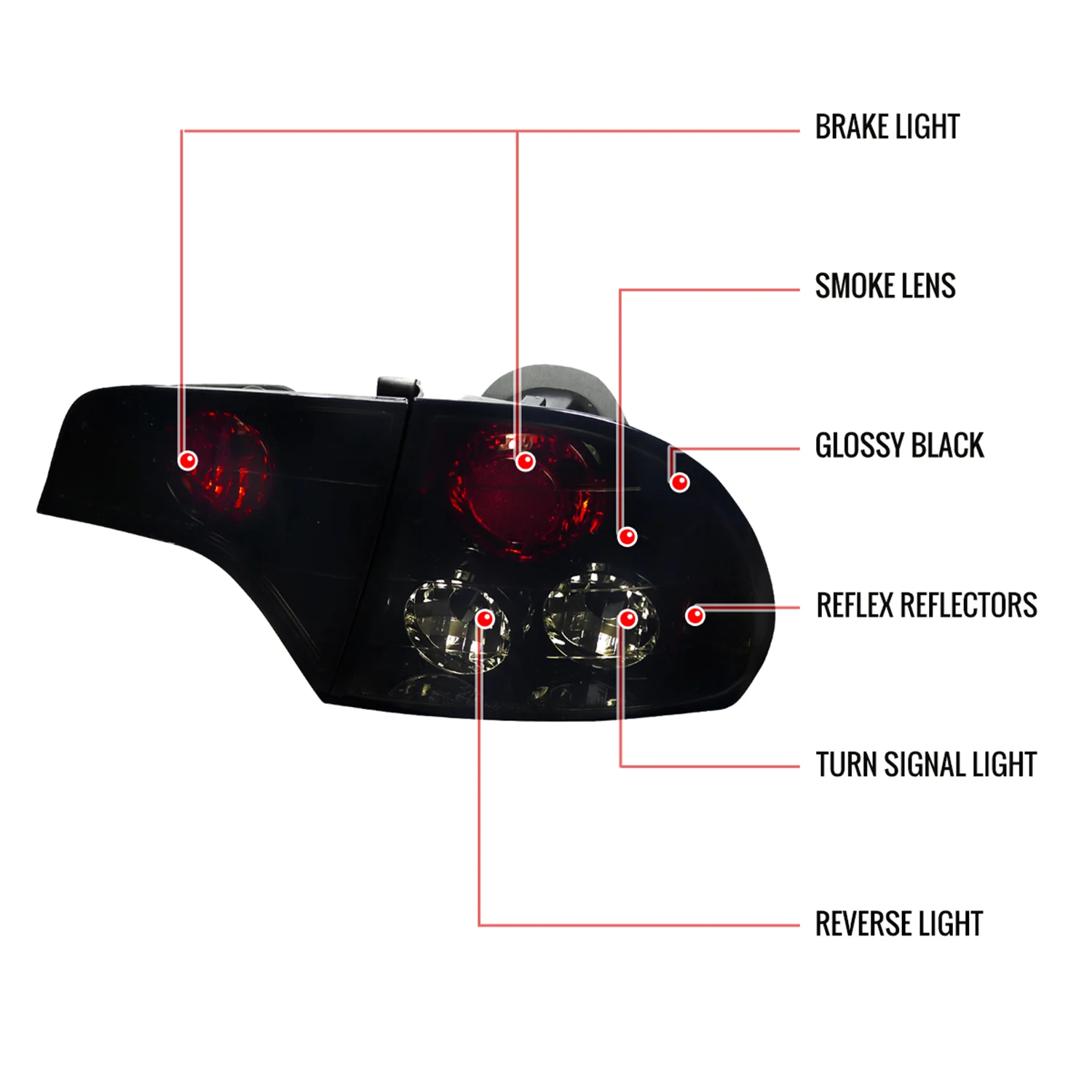 2006-2011 Honda Civic Sedan Tail Lights Glossy Black Housing/Smoke Lens - Image 9