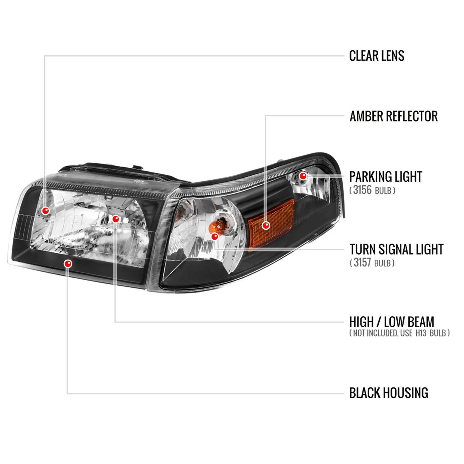 2006-2011 Mercury Grand Marquis Factory Headlights&Corner Lamps Headlights - Image 8