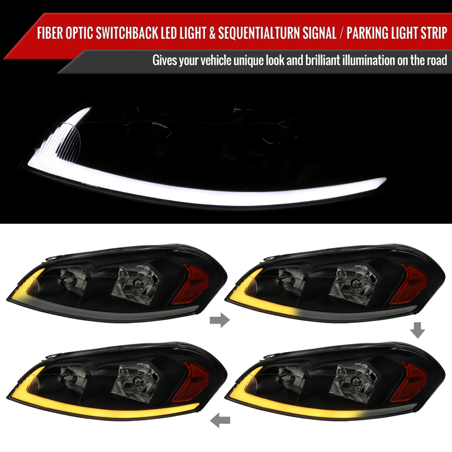 2006-2013 Chevy Impala/Impala Limited/Monte Carlo LED Factory Headlights Smoke - Image 2