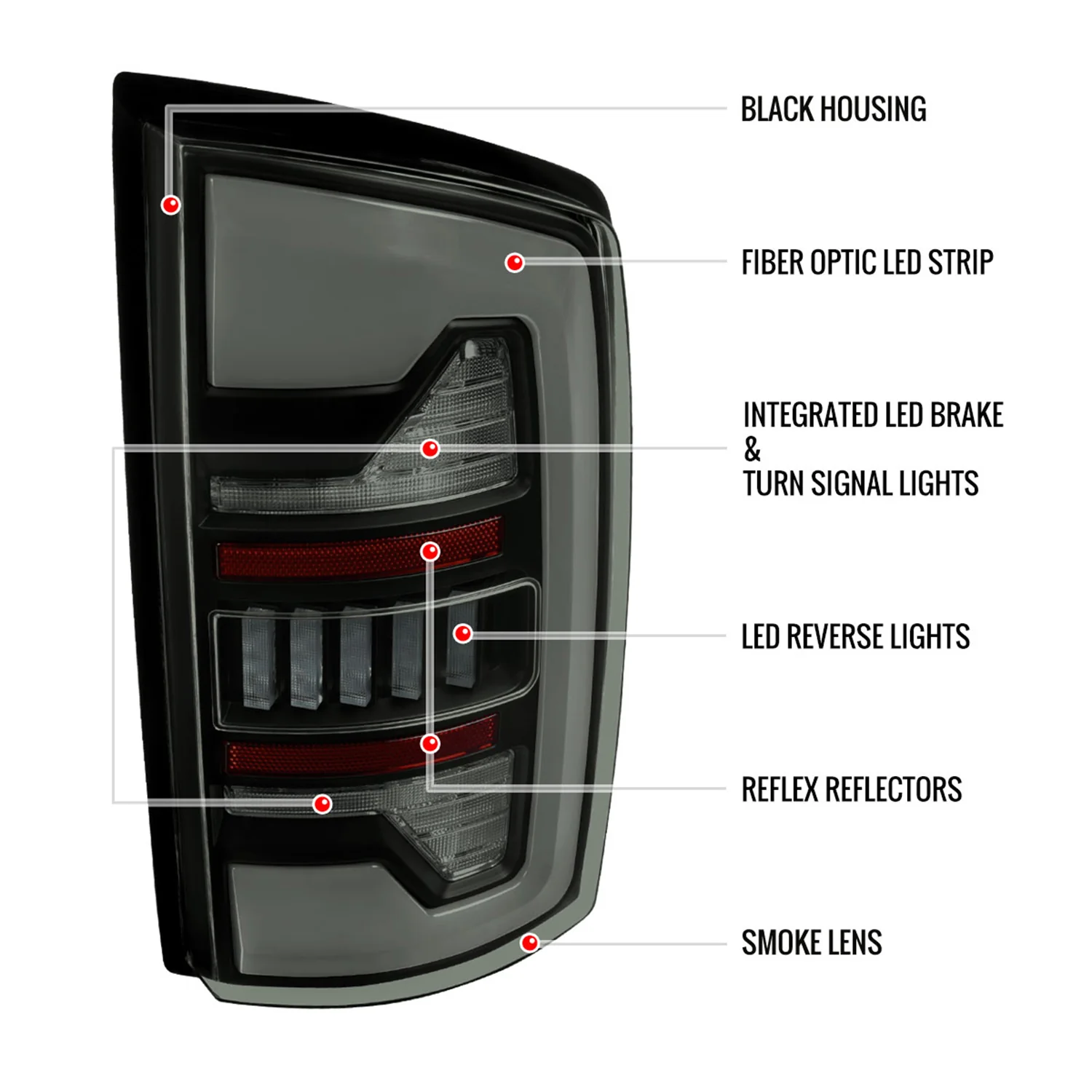 2007-2009 Dodge RAM 1500/2500/3500 White LED Bar Tail Lights Matte Black/Smoke - Image 8