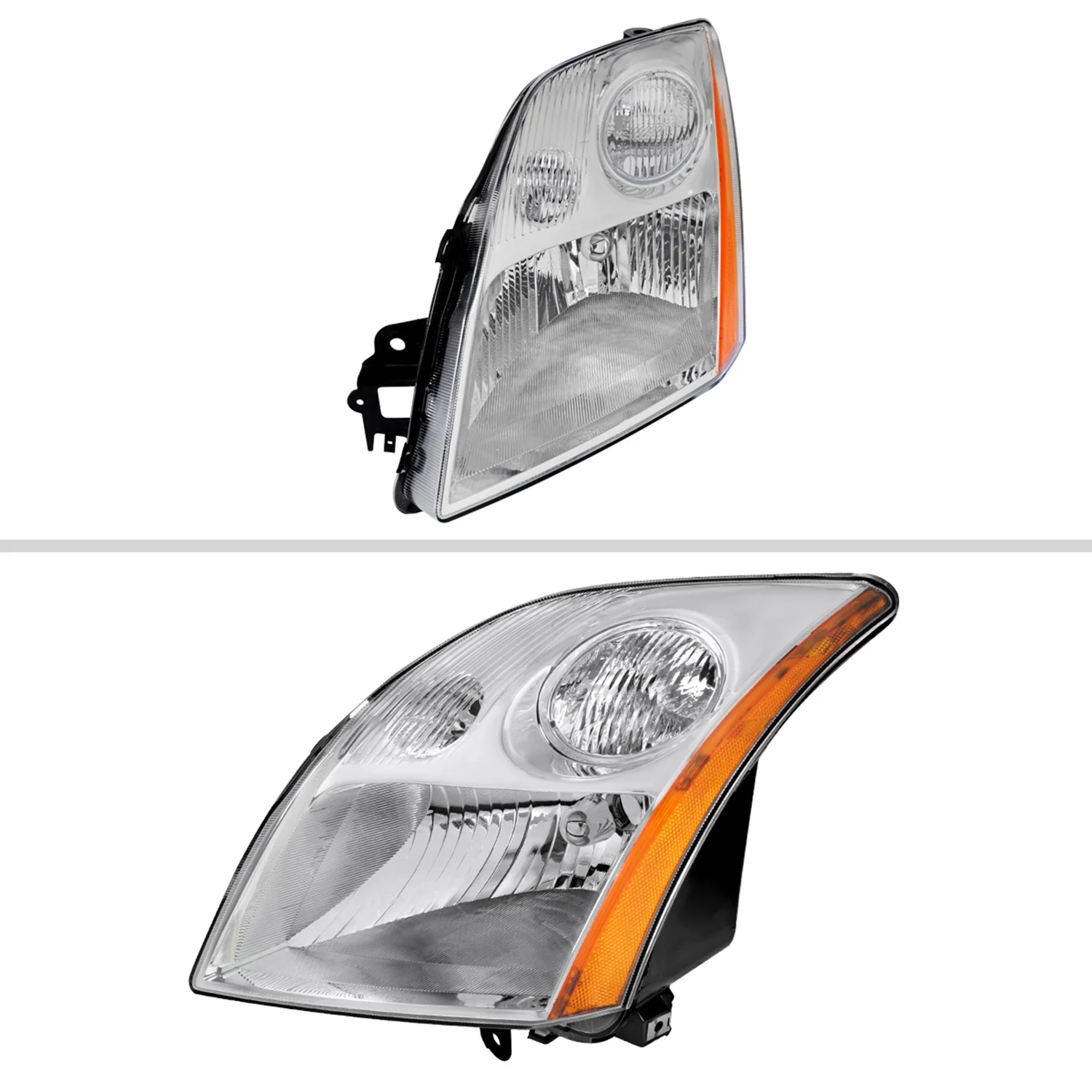 2007-2009 Nissan Sentra Factory Headlights w/Amber Reflector Chrome/Clear - Image 2
