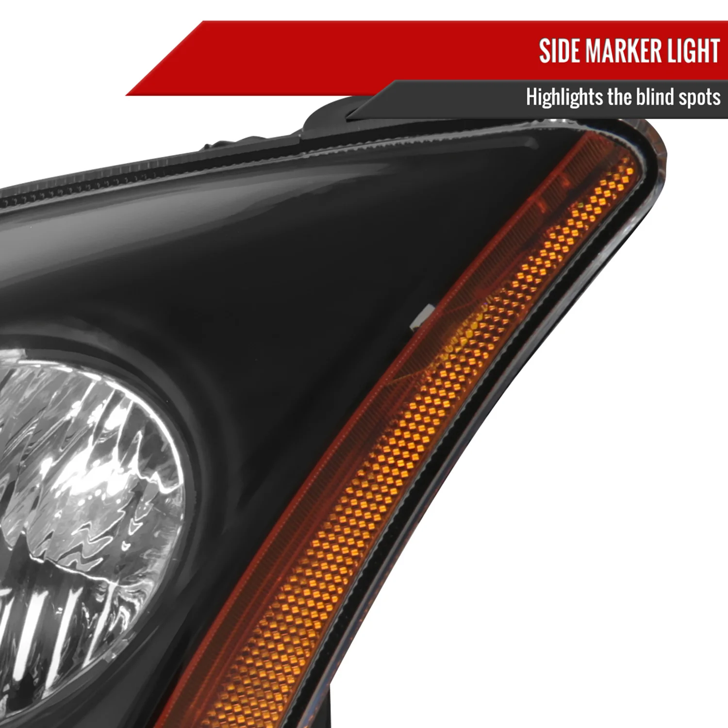 2007-2009 Nissan Sentra Factory Headlights w/Amber Reflector Matt Black/Clear - Image 6