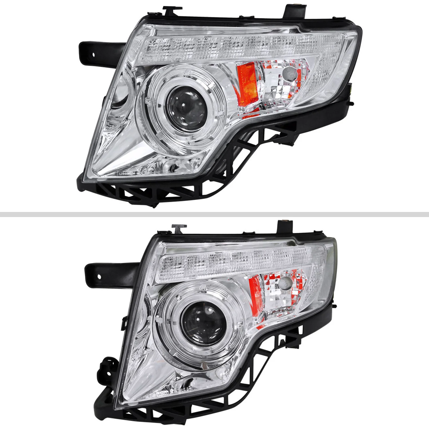 2007-2010 Ford Edge Halo Projector Headlights w/ LED Light Strip Chrome/Clear - Image 2