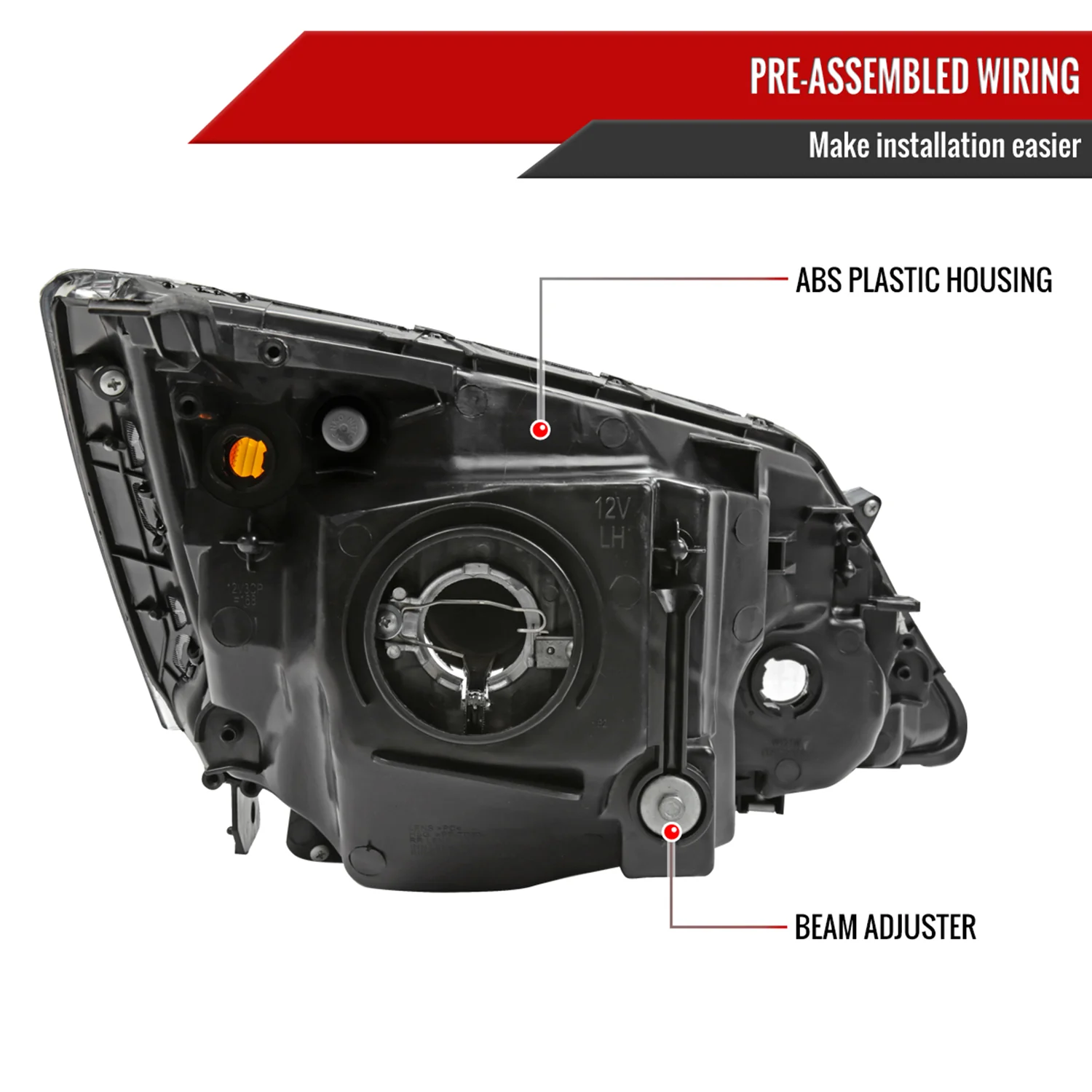 2007-2011 Honda CR-V Factory Style Headlights Matte Black Housing/Clear Lens - Image 7