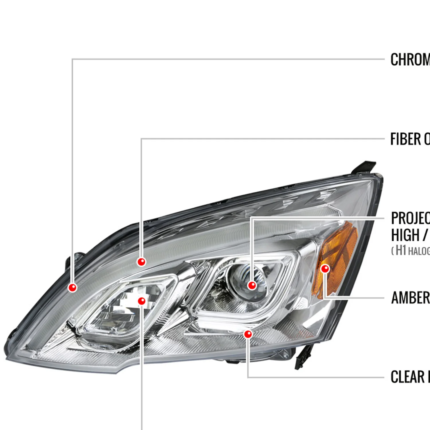 2007-2011 Honda CRV LED Bar Projector Headlights Chrome Housing/Clear Lens - Image 8