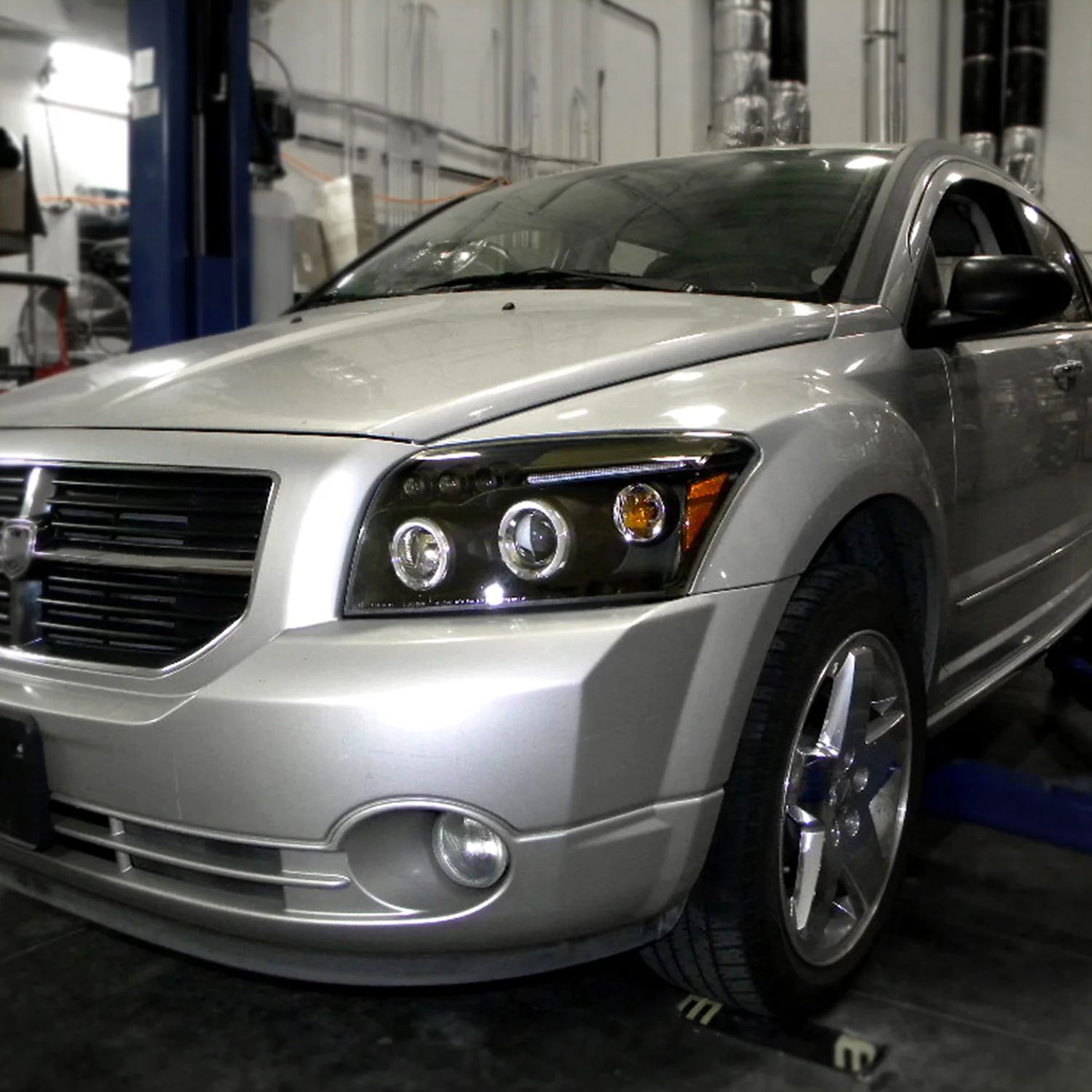 2007-2012 Dodge Caliber Dual Halo Projector Headlights Matte Black/Clear Lens - Image 9