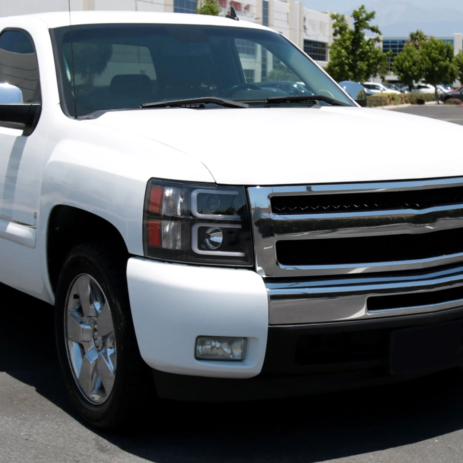 2007-2013 Chevy Silverado 1500 2500HD 3500HD Dual LED C-Bar Headlights Black - Image 9