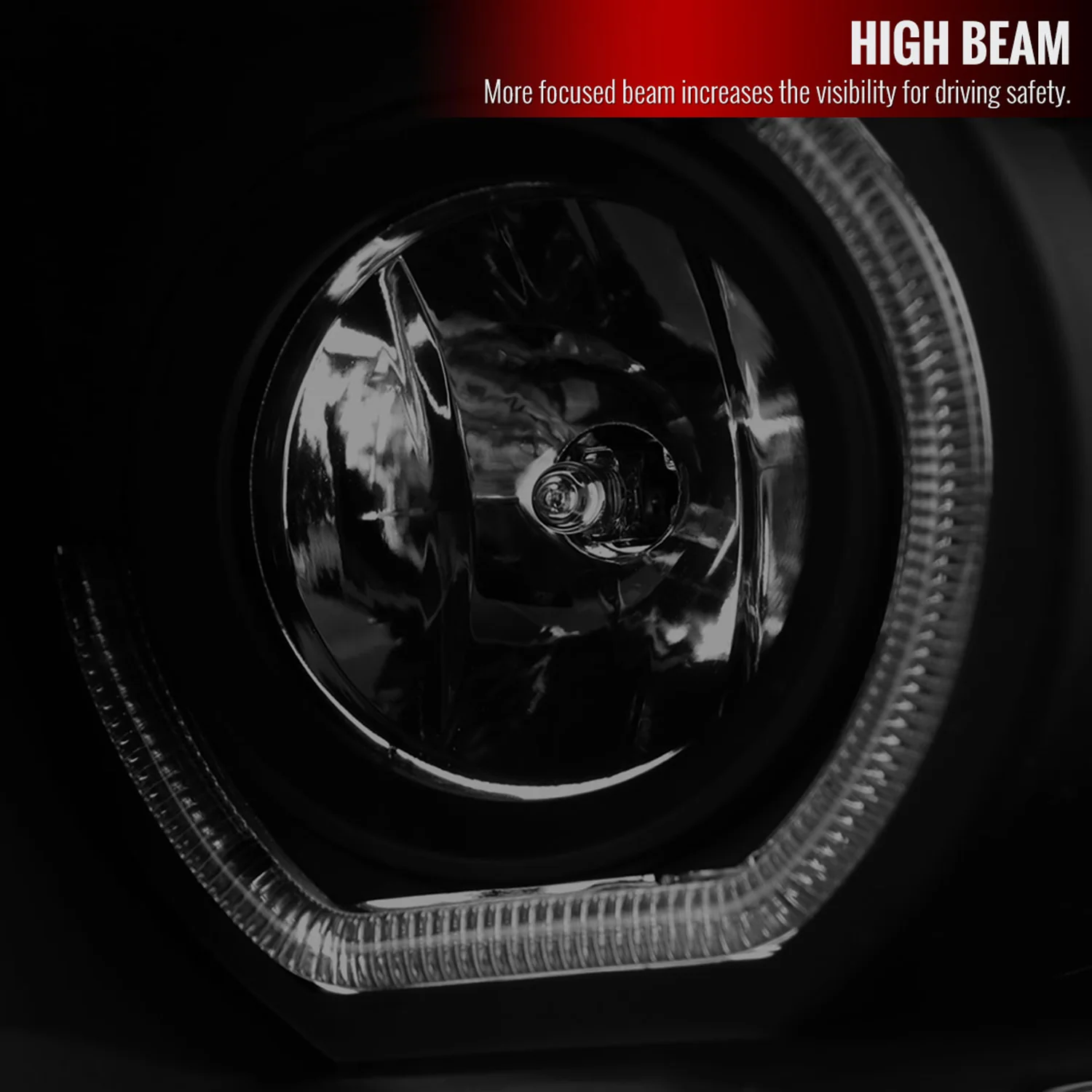 2007-2013 Chevy Silverado 1500 2500HD 3500HD Dual U-Ring Headlights LED Smoke - Image 4