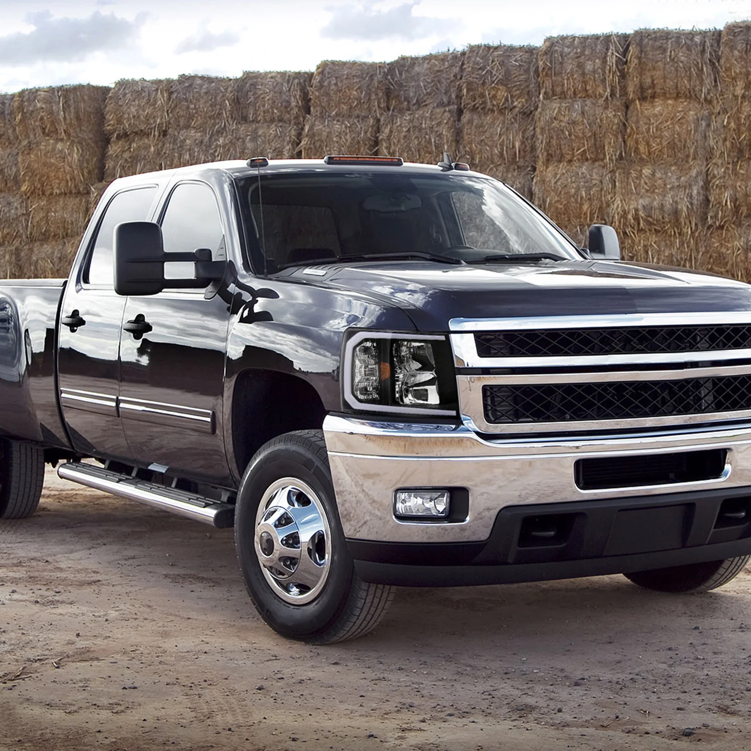 2007-2013 Chevy Silverado 1500 2500HD 3500HD LED Headlights Amber & Black - Image 9