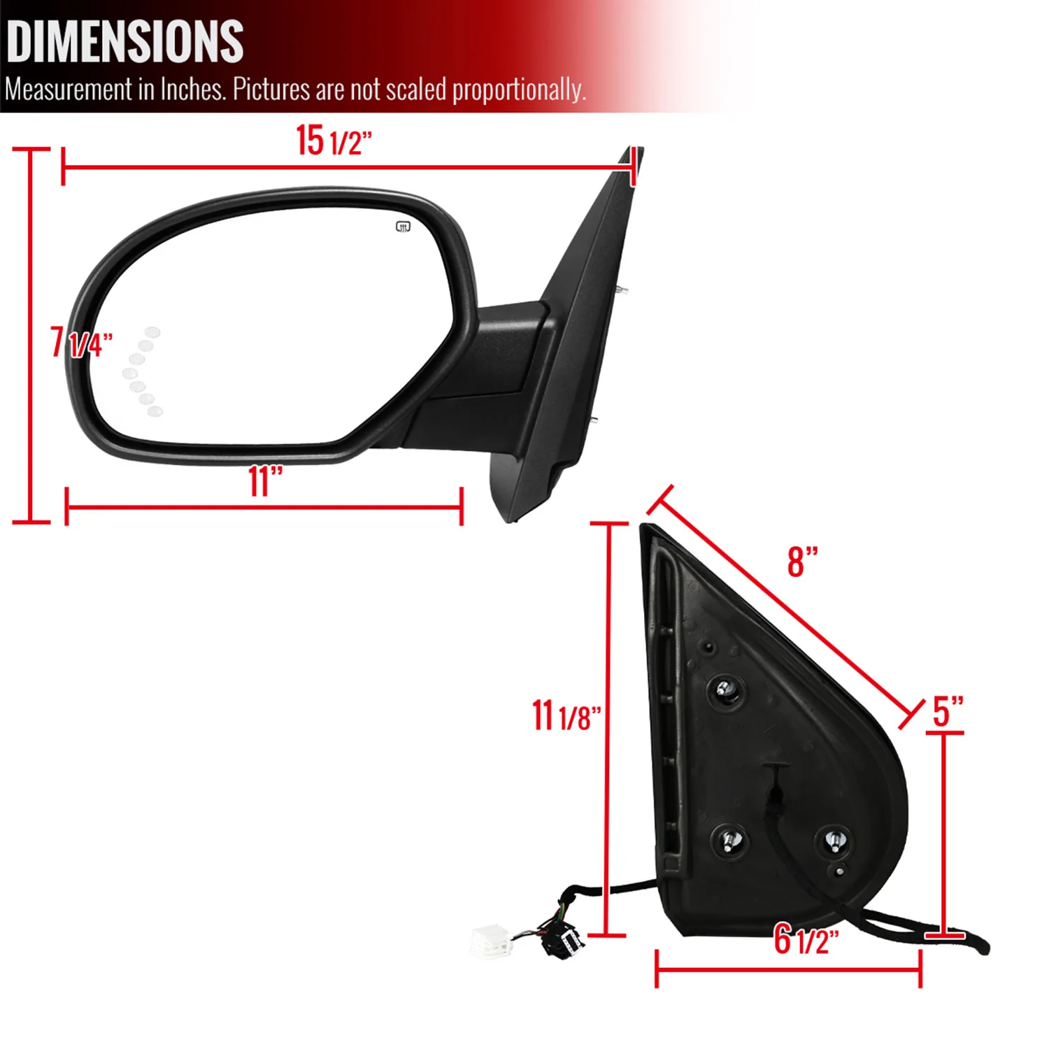 2007-2013 Chevy Silverado/GMC Sierra Matt Black Heated Side Mirror Driver - Image 8