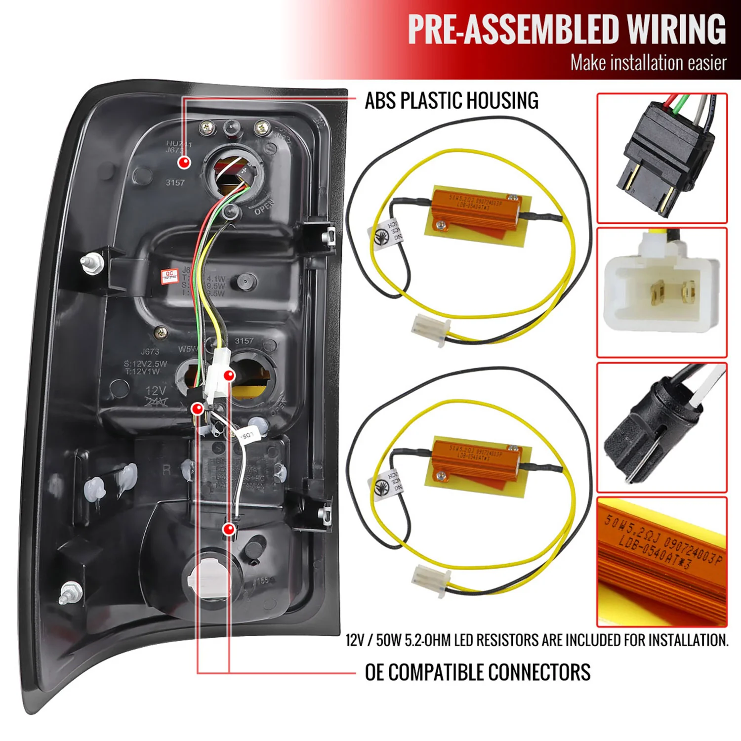 2007-2013 GMC Sierra 1500 2500HD 3500HD C-Bar LED Tail Lights Matt Black - Image 7