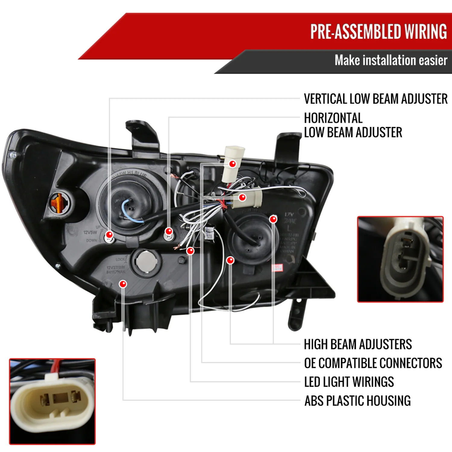 2007-2013 Toyota Tundra/ 08-2017 Sequoia Single Halo Projector Headlights Chrome - Image 7