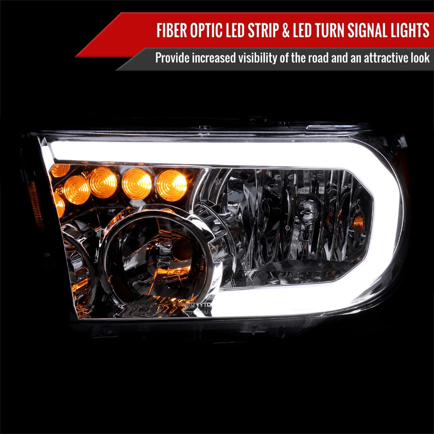 2007-2013 Toyota Tundra/2008-2017 Sequoia LED Tube Factory Headlights Chrome - Image 2