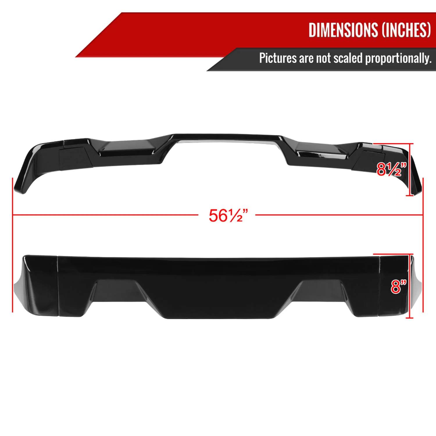 2007-2013 Toyota Tundra Rear Roof Glossy Black Truck Spoiler Wing Kit - Image 2