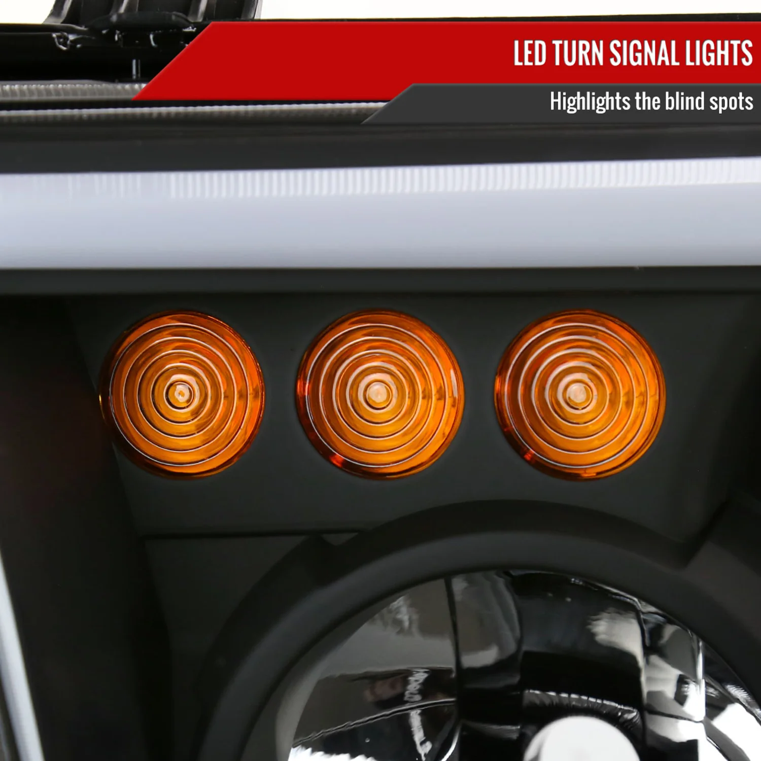 2007-2013 Toyota Tundra/Sequoia Retro LED Tube Headlights LED Signal Black - Image 6
