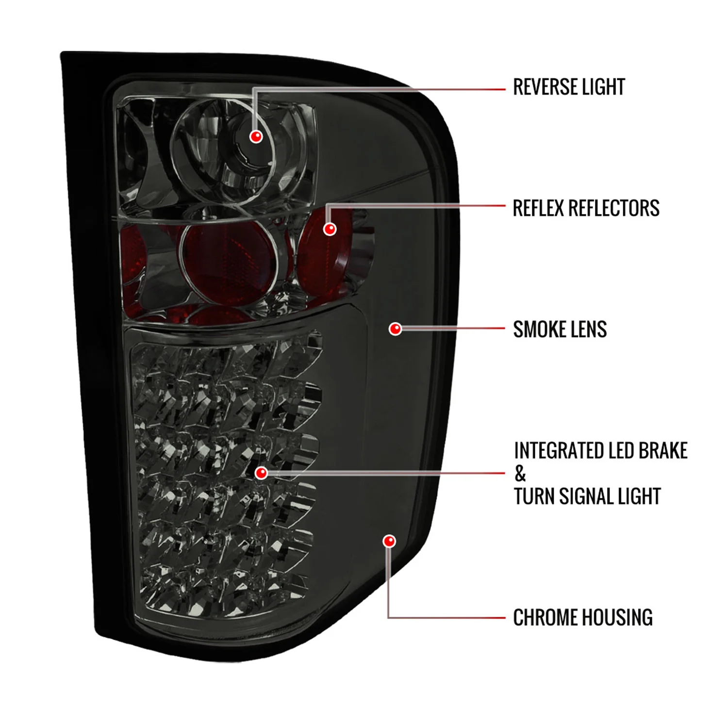 2007-2014 Chevrolet Silverado LED Tail Lights Chrome Housing/Smoke Lens - Image 7