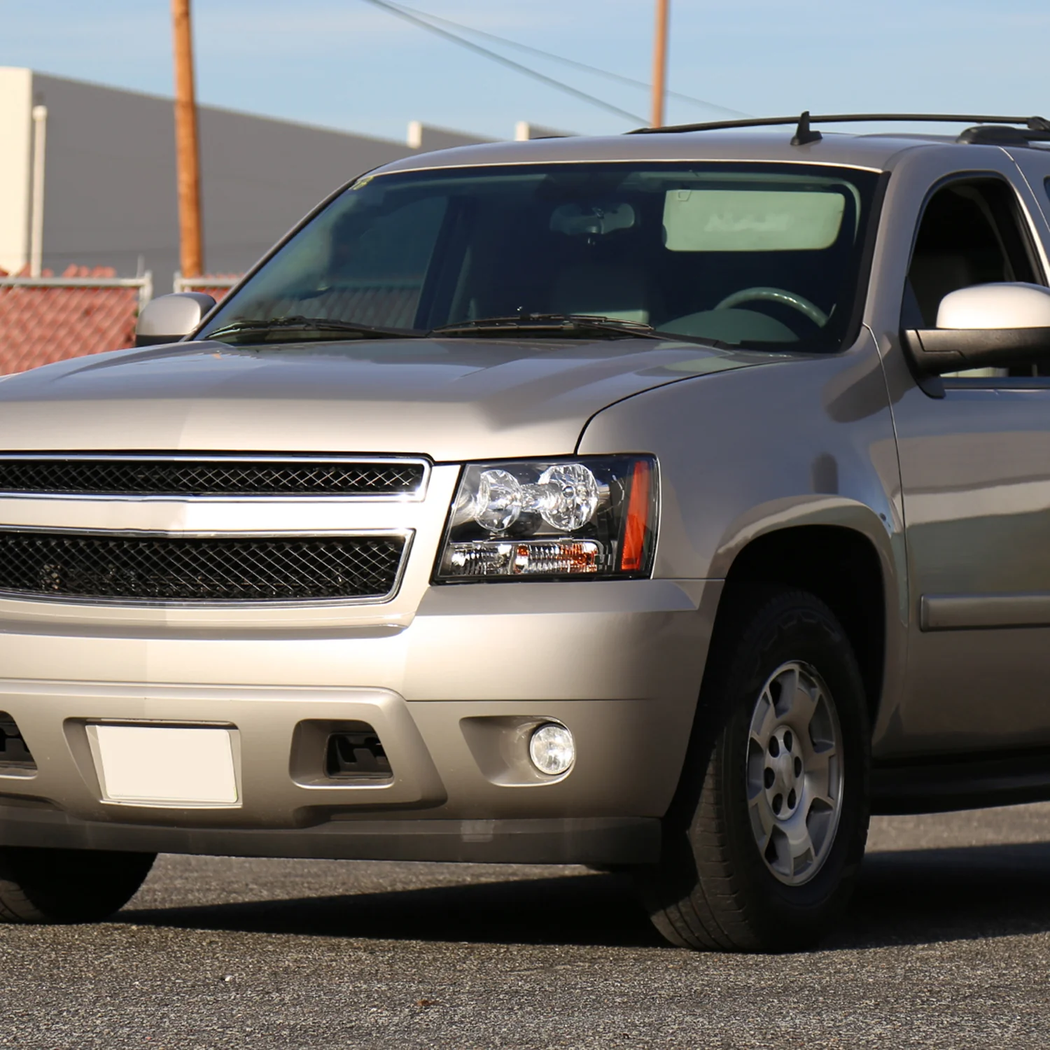 2007-2014 Chevy Avalanche/Tahoe/Suburban Factory Headlights Matt Black/Clear - Image 9