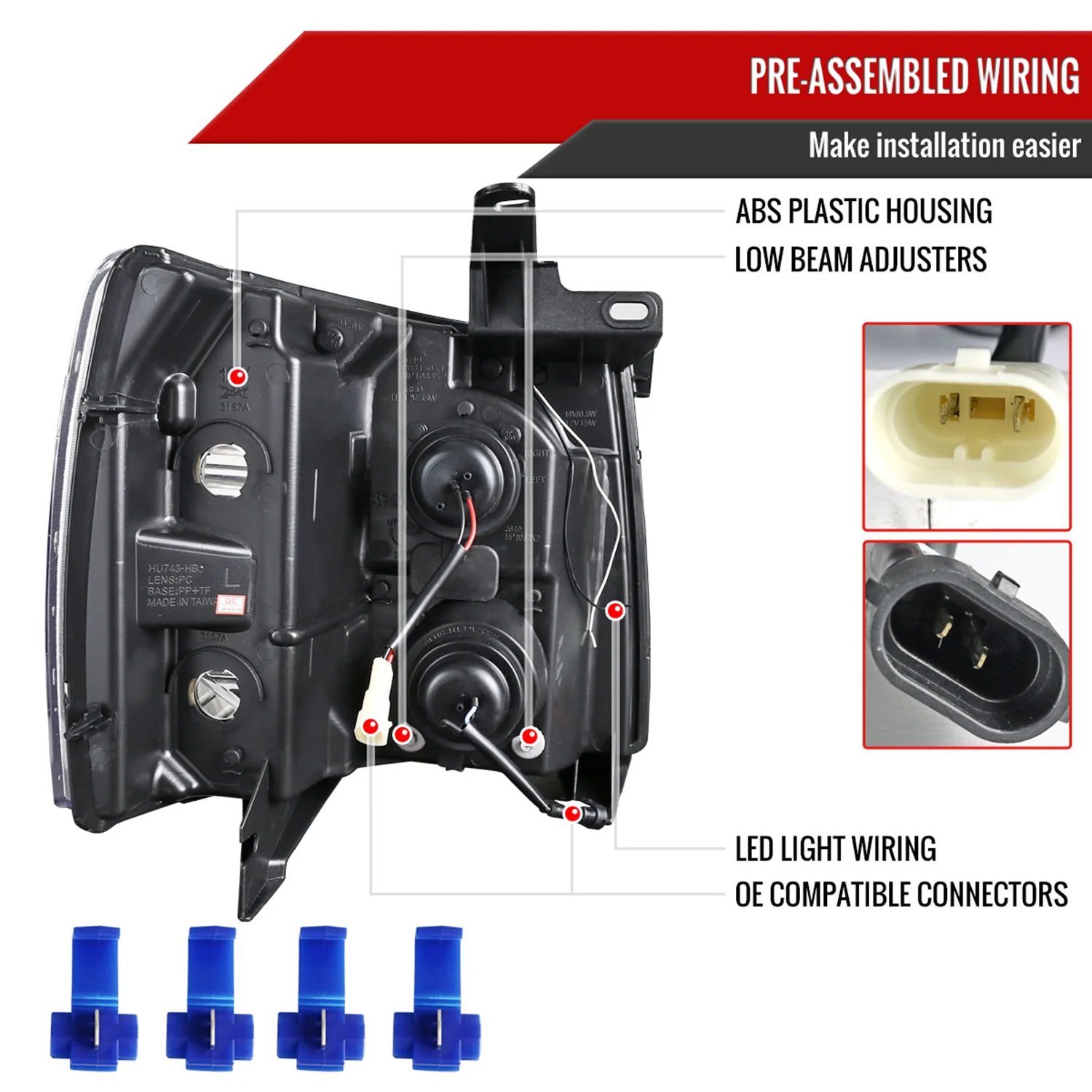 2007-2014 Chevy Silverado 1500/2500HD/3500HD LED C-Bar Headlights Black - Image 7