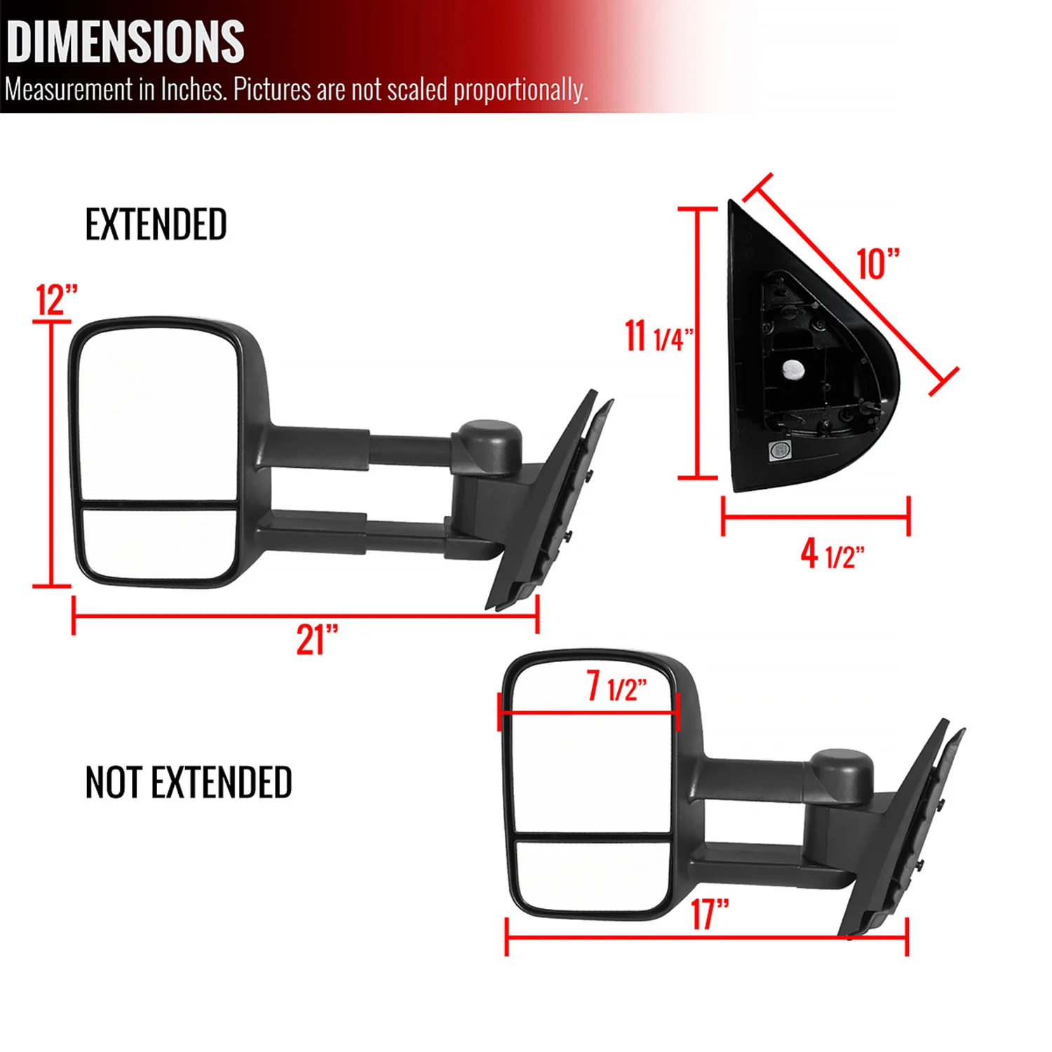 2007-2014 Chevy Silverado/Avalanche/Sierra/Yukon Manual Black Towing Mirrors - Image 8