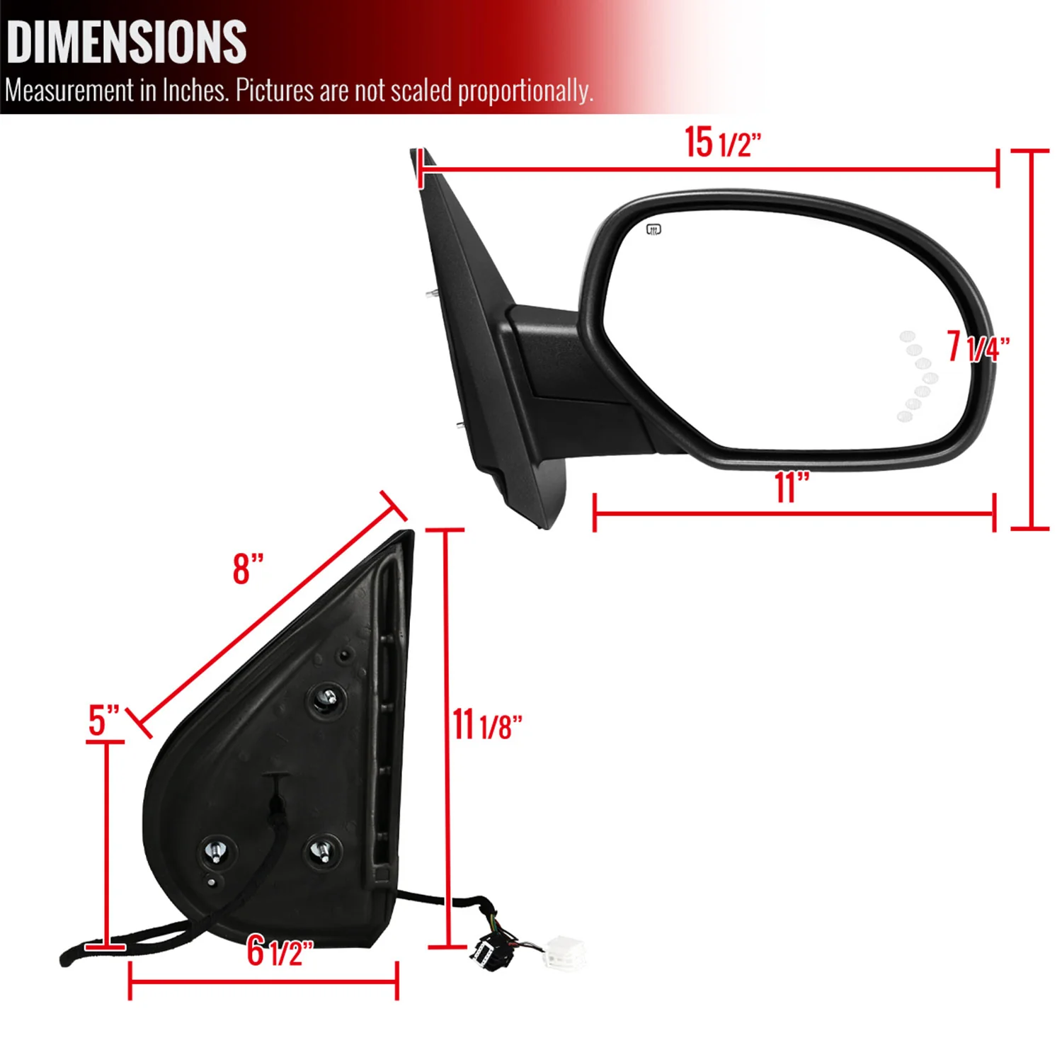 2007-2014 Chevy Silverado/Avalanche/Tahoe/Sierra Heated Side Mirror Passenger - Image 8